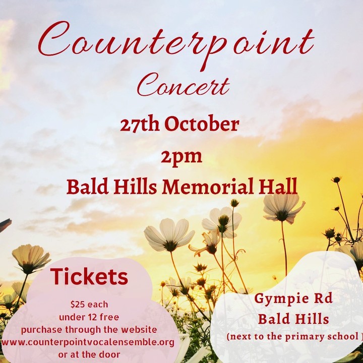 Coming up at the end of the month is our concert in Spring. See our website for tickets. Hope you can make it for some fantastic pop and classic tunes 🎼
#acapella #singing #vocalensemble #counterpoint #choir #baldhills
https://www.counterpointvocalensemble.org/event-details/counterpoint-concert