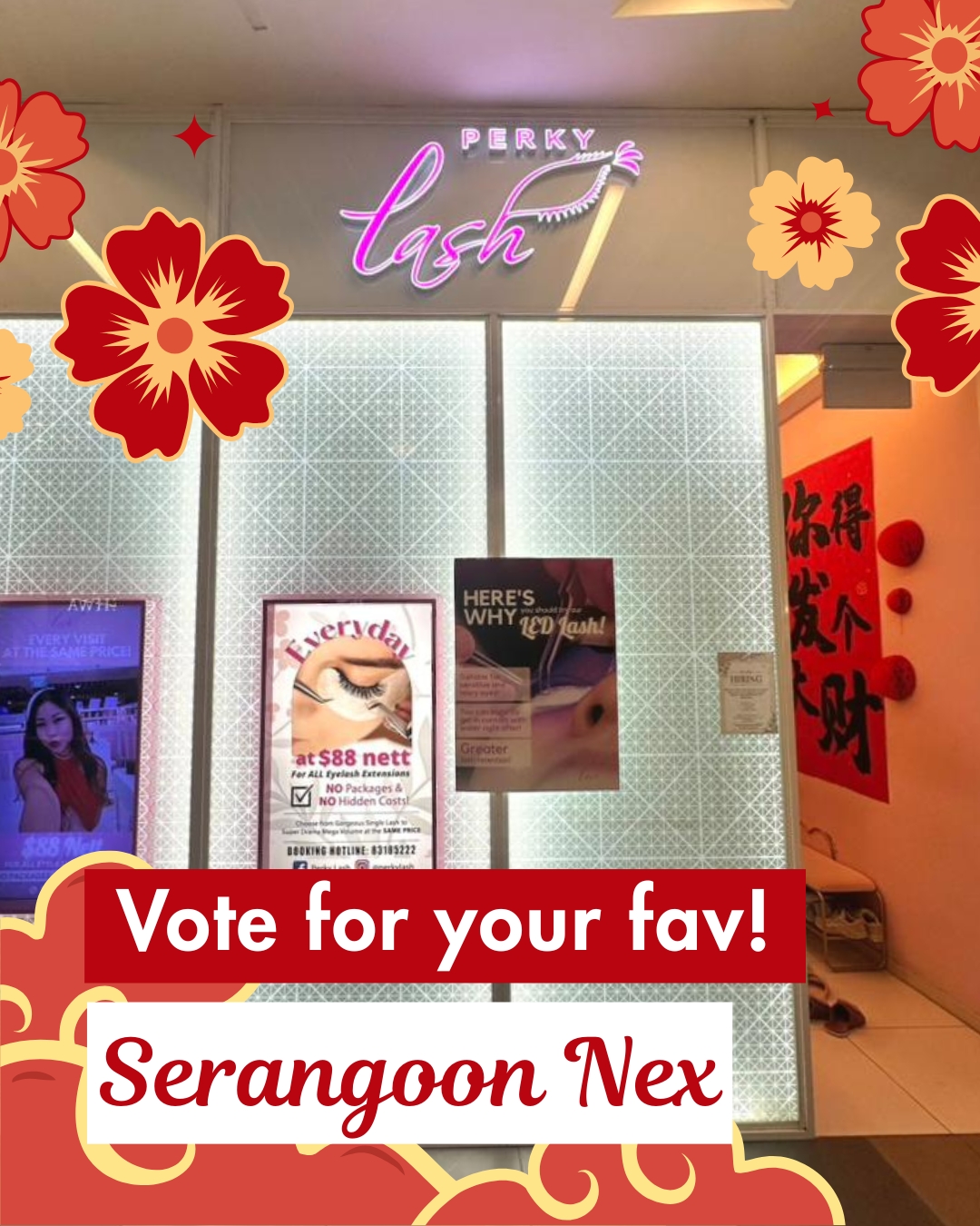 🧧✨ CNY Deco ✨🧧
First up this week: Perky Lash @ Serangoon NEX
Is this your favourite so far?
Let us know by dropping a ❤️ below!
More outlets coming daily this week, stay tuned hehe
#perkylash