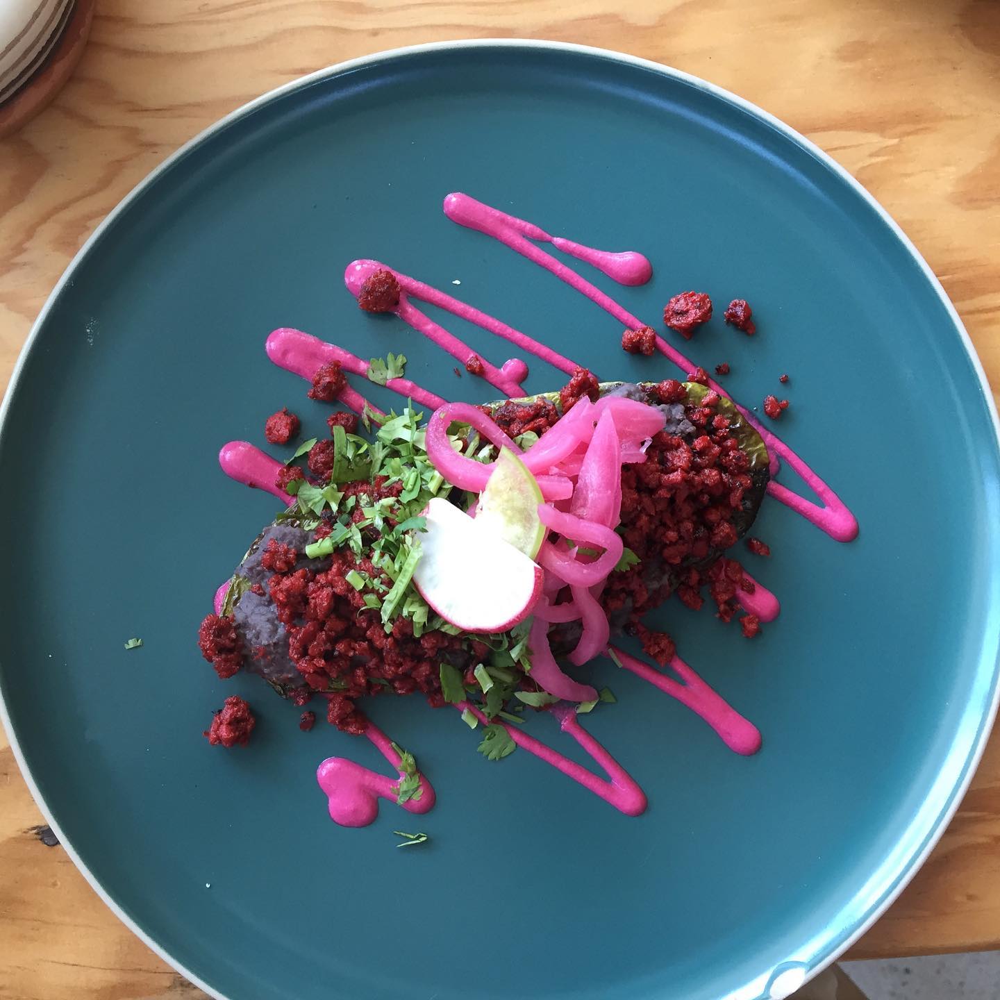 Nopales, black beans and soy chorizo. Amazing veggie tacos! #taco103
Join a taco walk! www.vallarta101.com