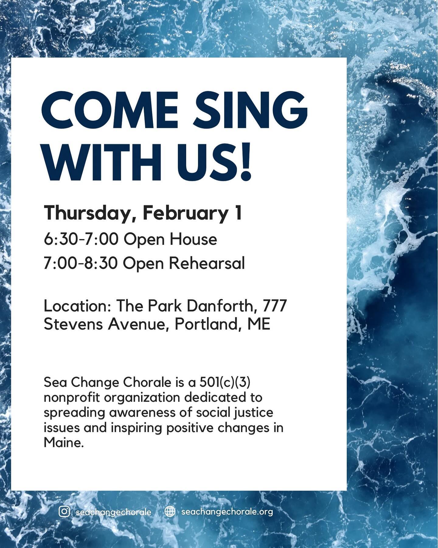 Interested in adding some music to your life in the New Year? Come sing with us!
Join us on 2/1 at our open house event, where you can learn about what we do, and do some rehearsing as well!