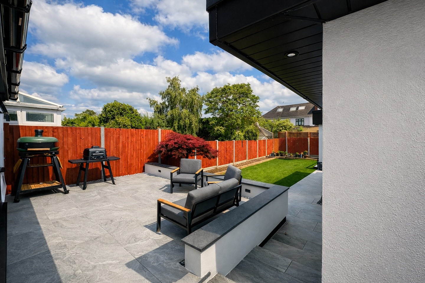A calm, low maintenance garden space created as part of a wider home improvement project.
The layout was carefully considered to define clear areas for seating, circulation, and entertaining, while maintaining a strong visual connection to the house. Integrated seating and porcelain paving help the space feel structured and uncluttered, with clean lines supporting a simple, balanced arrangement.
Proportion, material choice, and long term usability were central to the design, ensuring the garden feels comfortable, practical, and easy to live with throughout the year.
If you’re planning a renovation, extension, or garden project, we’re always happy to talk through ideas and next steps.
📍 Essex
📞 07734 256314
🌐 www.ecobuilders.green
#EcoBuildersGreen #OutdoorLiving #GardenDesign #ContemporaryHomes #EssexBuilders