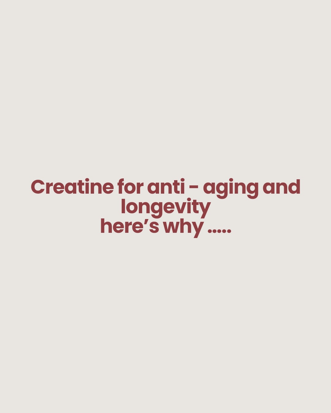 As we get older, our natural creatine stores decline. That matters because creatine helps your cells make ATP (energy), which supports how well your body repairs, moves, and functions.
Why it matters for healthier ageing:
•Supports lean muscle & strength (key for healthy ageing and metabolism)
•Helps maintain bone density
•Supports brain health & cognitive function
•Improves energy at a cellular level
•May support skin and tissue health through better cellular turnover