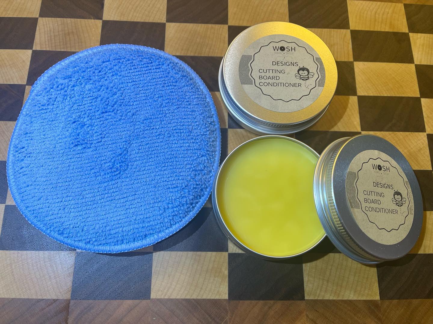 Our custom blend of (more) beeswax than normal for a perfect combination for re-conditioning a dry, thirsty board! #bees🐝 #cuttingboard
