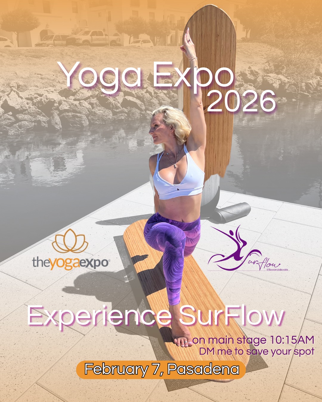 Experience SurFlow live at the Yoga Expo 2026 in Pasadena.
On February 7, explore SurFlow an experience designed to support connection to your body, cultivate awareness, and invite presence into every movement.
This is an opportunity to feel the principles of SurFlow in person, refine your awareness, and bring clarity and balance into your practice.
✨Save the date and join me for a mindful, embodied experience for a short intro session in Booth #111 or on stage at main stage for a full class experience at 10:15am.
I look forward to connecting with you in person.
#SurFlow #SomaticMovement #EmbodiedPractice #MovementAwareness #MindfulMovement #BodyIntelligence #EmbodimentPractice #PresenceThroughMovement #FunctionalMovement #YogaExpo2026