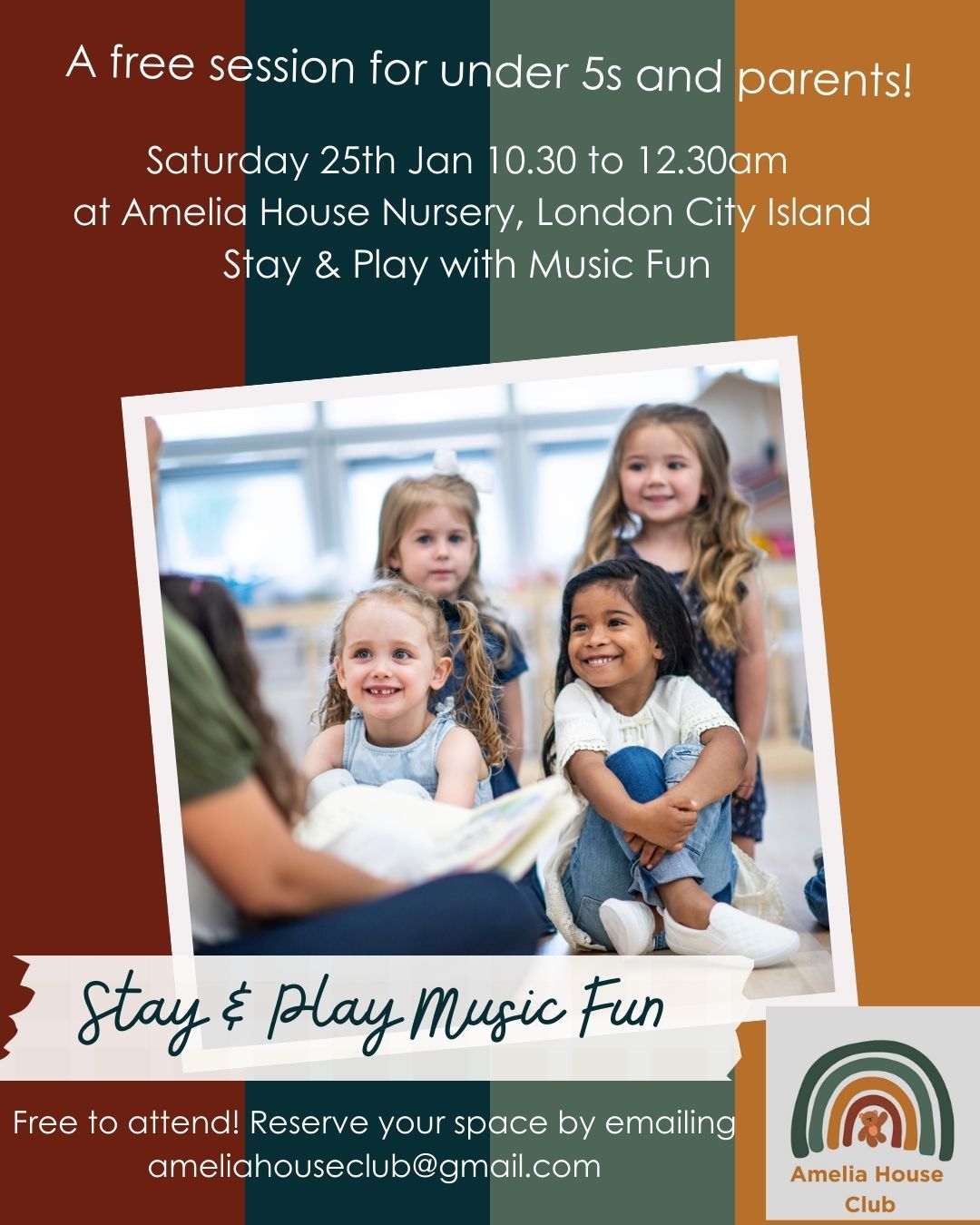 It's wet and windy! Come and join us in the warm, Stay & Play with Music Fun for under 5s. Email us to book your place - ameliahouseclub@gmail.com
#LondonCityIsland #theislander #GoodluckHope #ameliahousenursery #businessowners #london #eastlondon #eastlondonnursery #meettheislanders #nursery