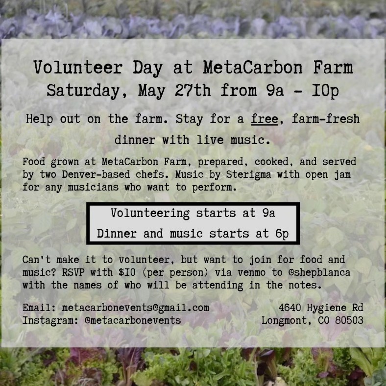 Roasty Ghost Coffee will be serving cold brew, drip coffee & espresso drinks all day! Either a guest or volunteer, come enjoy this farm-to-table experience