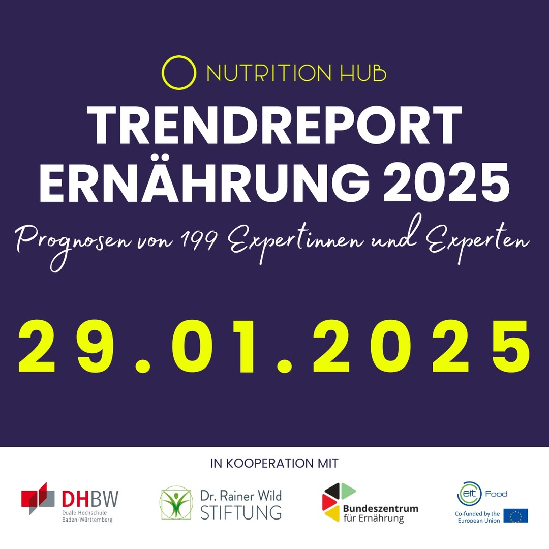 📅 𝐍𝐨𝐜𝐡 𝟐𝟎 𝐓𝐚𝐠𝐞!
Der Trendreport Ernährung 2025 steht in den Startlöchern – 𝐚𝐫𝐞 𝐲𝐨𝐮 𝐫𝐞𝐚𝐝𝐲? 👀
✨ Sneak Peek:
In einer Welt voller Veränderungen wird Ernährung mehr denn je zum Ausdruck von Gesundheit, Nachhaltigkeit und Identität. Aber wie sieht das konkret aus? Und welche Trends prägen die Zukunft? Bleibt gespannt! Wir haben 199 Expert:innen befragt, um Antworten zu finden. 💡
🤝 Als Kooperationspartner mit dabei: @waswiressen_, @eitfood_education, @dhbwheilbronn und die dr.rainer.wild.stiftung
🎉 SAVE THE DATE: Veröffentlichung am 29.01.2025!