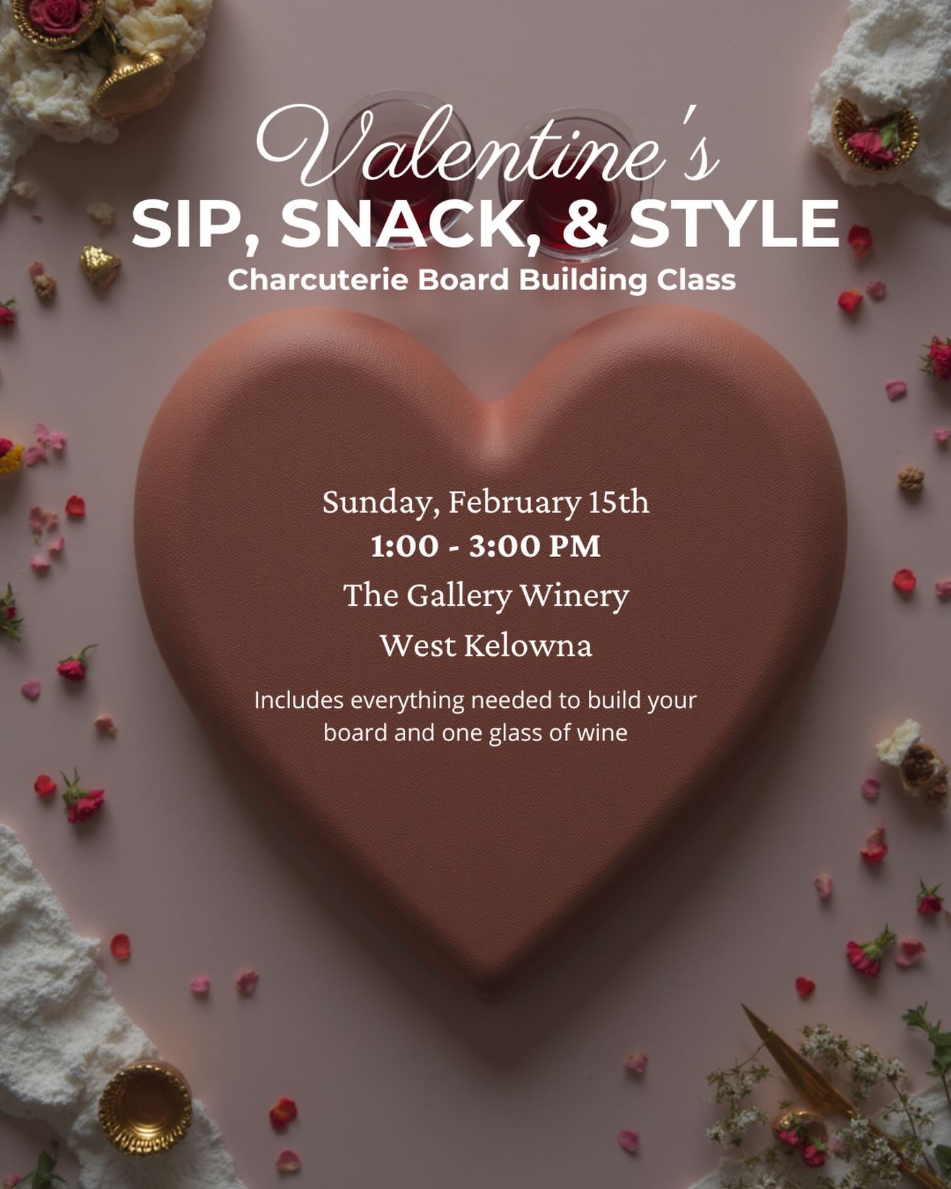 Nothing says Valentine’s like cheese, wine, and creativity 🍓🤍 Join our Sip, Snack & Style workshop to learn how to build the perfect board 🍷🧀 link to the tickets is in our bio