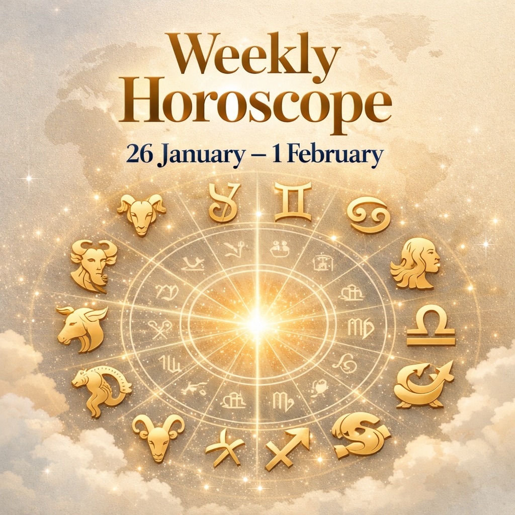 Weekly Horoscope | 26 Jan – 1 Feb
This week brings powerful shifts across all zodiac signs. Career decisions, emotional clarity, and new opportunities align as planetary energies push you toward growth. Trust timing, stay balanced, and move forward with confidence.
weekly horoscope, zodiac forecast, astrology predictions, horoscope this week, zodiac signs
#WeeklyHoroscope #ZodiacForecast #AstrologyPredictions #HoroscopeUpdate #CosmicEnergy