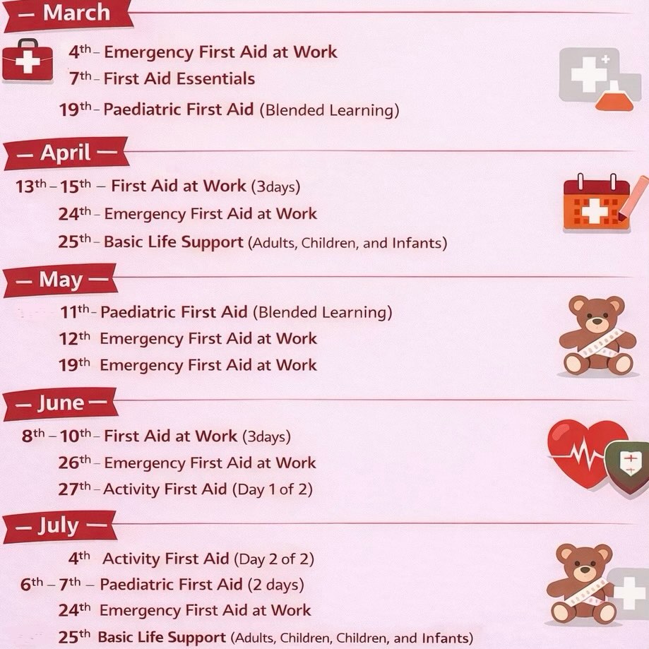 📅 New First Aid Course Dates Now Live in Bletchley
We have just released our upcoming first aid training dates at the Bletchley venue for the months ahead. These courses are ideal for workplaces, schools, childcare settings, community groups, and individuals who want practical, regulated training delivered properly.
If the listed dates do not quite work for you, that is absolutely fine. We are very happy to add additional dates where there is demand, or deliver training at your own venue if that suits your team better.
We regularly deliver training across Buckinghamshire, Bedfordshire, Oxfordshire, and Northamptonshire, bringing everything needed to run high quality, compliant courses on site.
If you are planning ahead for compliance, staff cover, or refresher training, now is a great time to get in touch and secure dates that work for you.
📩 Book Online now - or Message us for help and discuss options
🌐 https://training.dtmk.co.uk
📧 enquiries@dtmk.co.uk
📱01908 112111
Ready to learn life saving skills?
Message us today to book your course or find out more about our training.
#BystandersToLifesavers #NobodyLeftWithoutCare #PreparedPeople #SaferWorkplaces #StrongerFamilies #DTMK #FirstAid #FirstAidTraining #MiltonKeynes #Buckinghamshire #Bedfordshire #Northamptonshire #Oxfordshire