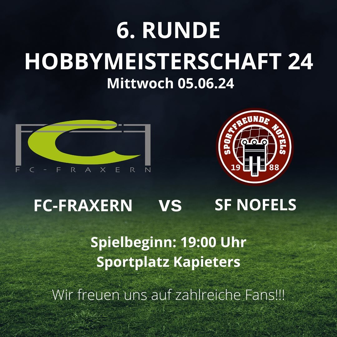Heimspiel!!⚽️⚽️
Auch diese Woche spielen wir wieder auf unserer Sportanlage Kapieters. Am Mittwoch um 19:00 Uhr trifft unsere elf auf die @sportfreunde_nofels .
Wir freuen uns auf zahlreiche Unterstützung für unsere Mannschaft!⚽️ #fcfraxern #fussball #hobbyligavorderland #fussballspielenwoandereurlaubmachen #match
