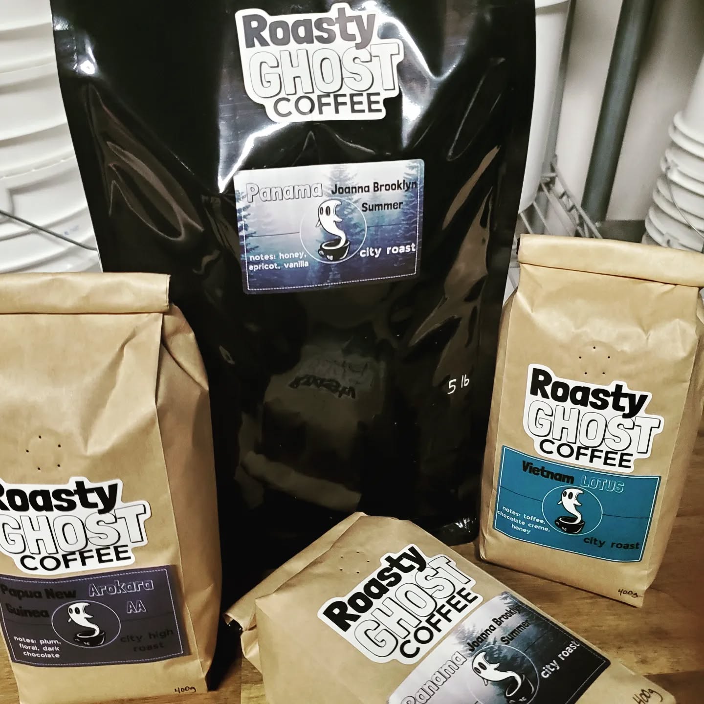 Observe the momma bag with her young in the wild. If you're in need of more than a pound or two of coffee, inquire about wholesale prices today!