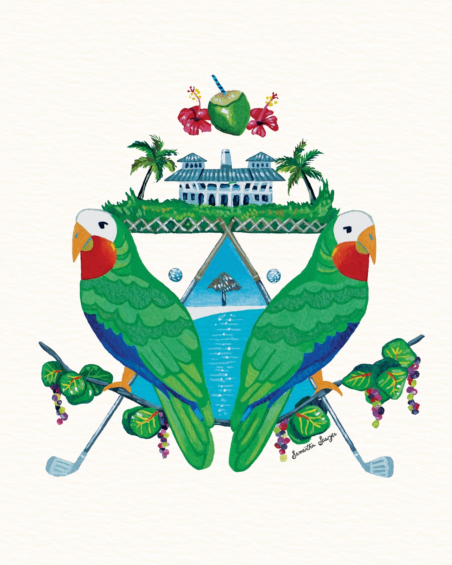 Custom artwork for @theabacoclub 🦜⛳️🥥
The design incorporates natural and playful elements that reflect the club’s vibrant atmosphere. Grateful for the opportunity to bring this vision to life 🤍