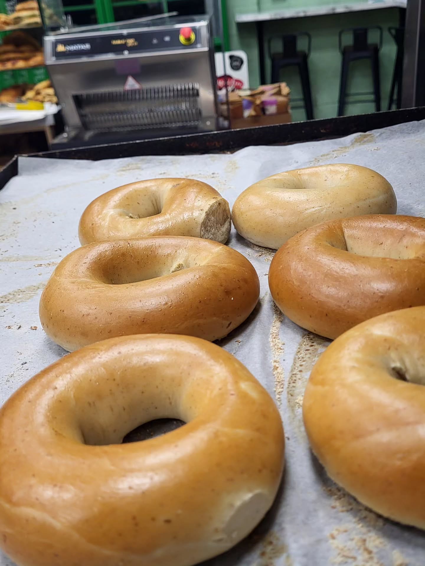 Good morning... Let's try to cheer you up... bagels now for your sandwiches.... we made a bacon brie and cranberry for us to share with our team! #bagelsandwich #supportlocalbusiness #independentbakery #familybakery