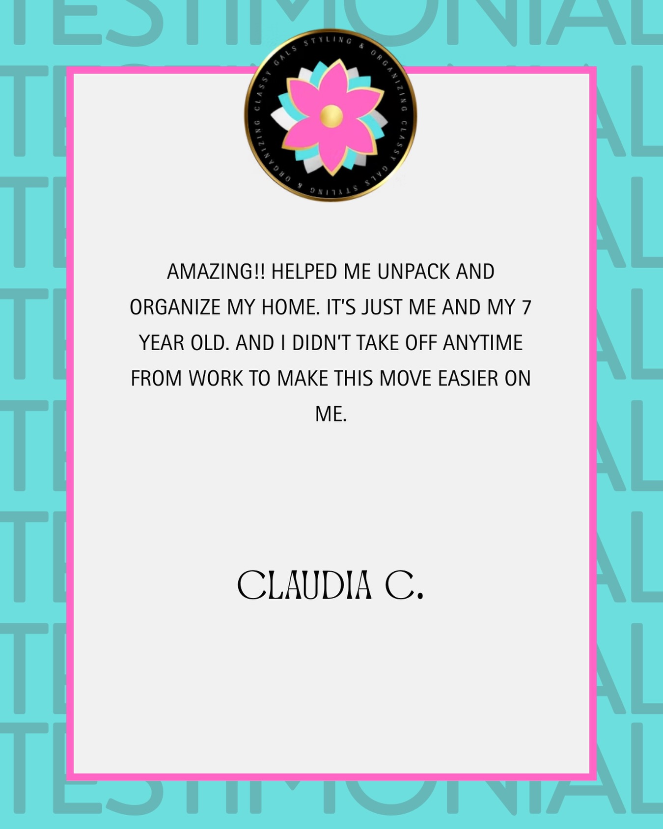 Moving doesn’t have to be overwhelming. 💕 We helped Claudia unpack and organize her home — so she could keep working and caring for her little one without missing a beat. That’s the Classy Gals difference ✨