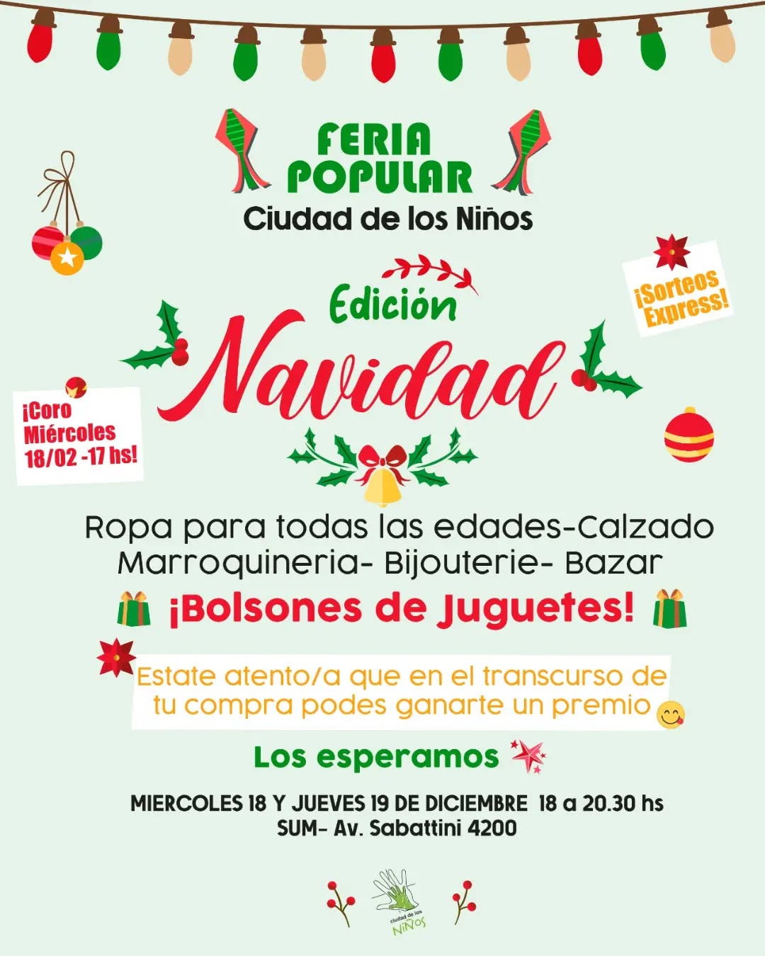 🤩 FERIA POPULAR CIUDAD DE LOS NIÑOS
EDICIÓN NAVIDAD 🎄
Miércoles 18/12 17hs inicia el Concierto Navideño a cargo del Coro Polifónico Delfino Quirici y luego comienza la feria 😌🎉
¡Los esperamos!
#feris #feriapopular
#CiudadDeLosNiños #ciudad #riocuarto #rioiv