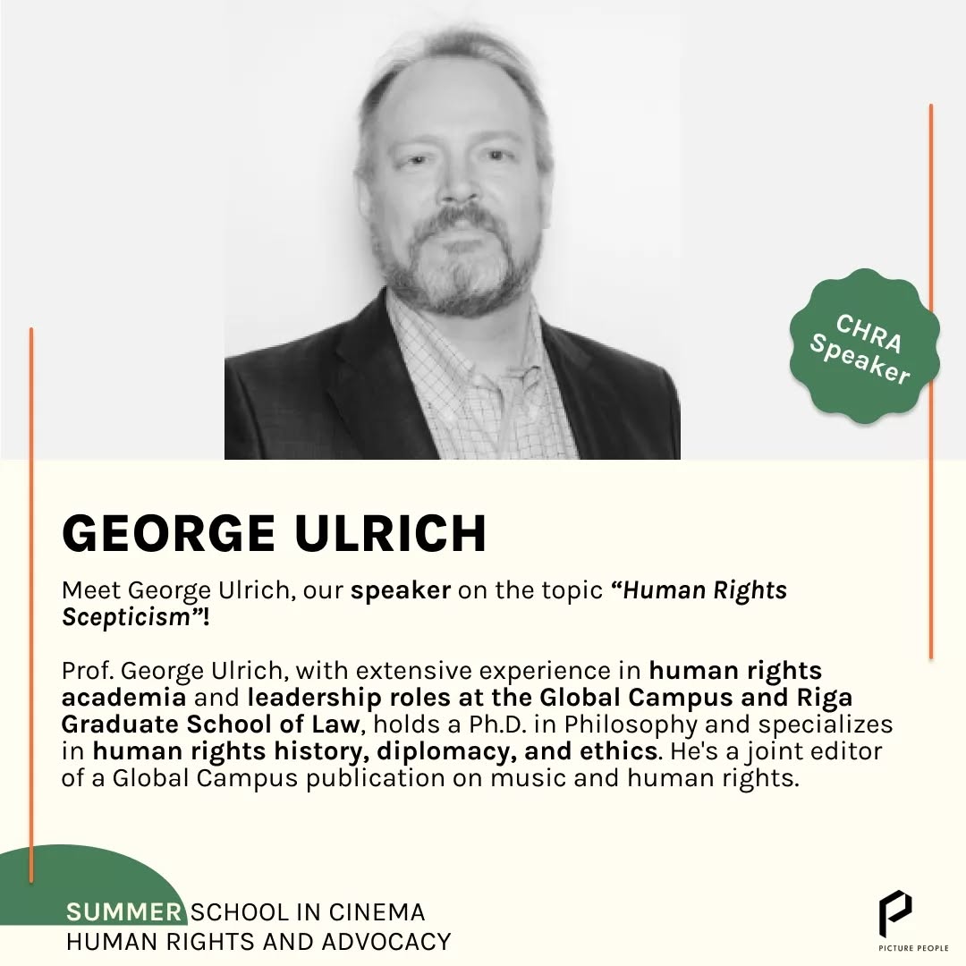 🎓 Prof. George Ulrich, a luminary in human rights academia and leadership, is confirmed as a distinguished trainer for our Summer School! 👨🏫
🌍 With a robust background in human rights history, diplomacy, and ethics, Prof. Ulrich's expertise is unparalleled. He brings a wealth of knowledge from his roles at the Global Campus and Riga Graduate School of Law, offering invaluable insights into critical human rights discourse.
📚 Our 10-day Summer School program offers a unique opportunity for participants to engage deeply with Prof. Ulrich's teachings, exploring the intersections of human rights theory and practice.
☑️ Don't miss this chance to learn from Prof. Ulrich's wealth of experience. Apply now and enrich your understanding of human rights!
📆 Save the Dates: August 26th – September 4th, 2024
📍 At Venice Lido, in the heart of @labiennale Film Festival
This initiative is a collaboration between @picture___people and @gchumanrights
#humanrightslaw #humanrightseducation #humanrightsactivist #humanrightsdefenders #CHRASchool #GCHumanRights #BiennaleCinema2024 #filmindustry #filmindustrynetwork #italy #filmworld #thereisnoplanetb #humanrights #humanrightsadvocacy #peoplescreatives #savetheplanet #climatechange #standup4humanrights #documentaryfilmmaking #independentfilmmaking #filmeducation