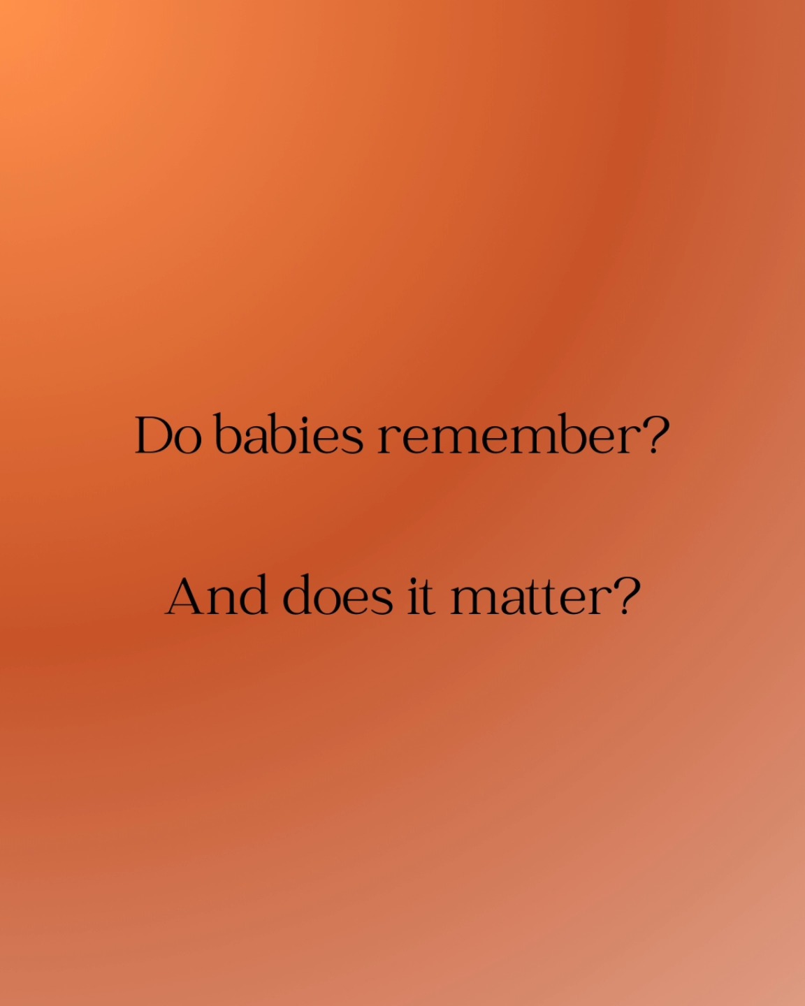 I believe they do, often not in the way we experience memory in a general sense as non-baby humans, but in an implicit way, stored in the body (although non-baby humans very much do this too). And I believe it matters, and here's why.
Tonight we had what I can only describe as a massive wobbler. I knew instinctively that it was not about the baby monitor screen my daughter was asking for. Nor the mummy milk. Nor the blanket on the bed that was not properly wrapping around her body. It was about something deeper, and it came with a particular type of cry I know well since I started sussing them out from when she was around 6 months. These are stress release cries, and ones that are important for her to see through, to allow her to let go of pent up uncomfortable feelings, suppressed through the day/s with various comforts, until they can't be masked any more.
One day around 8 months of age we had a particularly bad morning where there was lots of writhing and body jerking too (also common then). After 30 minutes of being present, verbally validating what felt possible and made sense to me, again intuitively, offering touch (mostly rejected), literally holding the space for her to kick, scream, thrash around, get it all out of her system, there was calm, and a noticeable shift in her eyes. I took a photo and the difference is still astonishing to me. You could see a lightness and relief, a glisten that wasn't there before the episode. Other times (like I hope for tonight), there would be a really deep relaxed sleep after a big cry, and what I can only describe as a little development leap when she woke up.
To me these are like triggers we speak about as adults, or maybe even flashbacks at times (this is how I view the night terrors that thankfully have mostly passed). And I sense in myself that the root of these are from both her birth, and also from before that, growing inside her mother at a time when stress was experienced and feelings went unsaid.
I talk about this a lot to anyone that will listen, not because my daughter is special or unique in these experiences, but exactly because she is not, CONTINUED IN COMMENTS