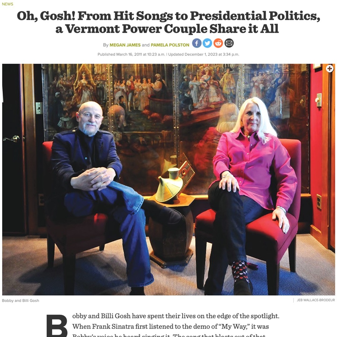 Throwback to this @sevendaysvt article from 2011 titled "Oh, Gosh! From Hit Songs to Presidential Politics, a Vermont Power Couple Share it All". Read the whole article via the link in my bio. #SevendaysVT #bobbygosh #billigosh #songwriter #madeinvermont