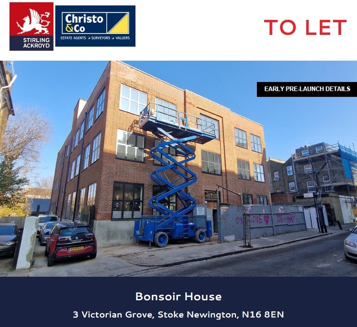 BONSOIR HOUSE
STOKE NEWINGTON N16 8EN
Newly refurbished office floors in a converted warehouse building to be let!
Ground Floor: 5,304 Sq Ft / 492.76 Sq M
1st Floor: 5,482 Sq Ft / 509.29 Sq M
2nd Floor: 4,915 Sq Ft / 456.62 Sq M
TOTAL: 15,701 Sq Ft / 1,458.67 Sq M
Available on a floor by floor basis or as a whole on new lease to be agreed!
RENT: £29.50 per Sq Ft
All enquiries:
Paul Stone
📩 Paul.Stone@christo.co.uk
☎ 020 7482 1203 / 07973 845 462
#building #office #refurbished #tobelet #stokenewington