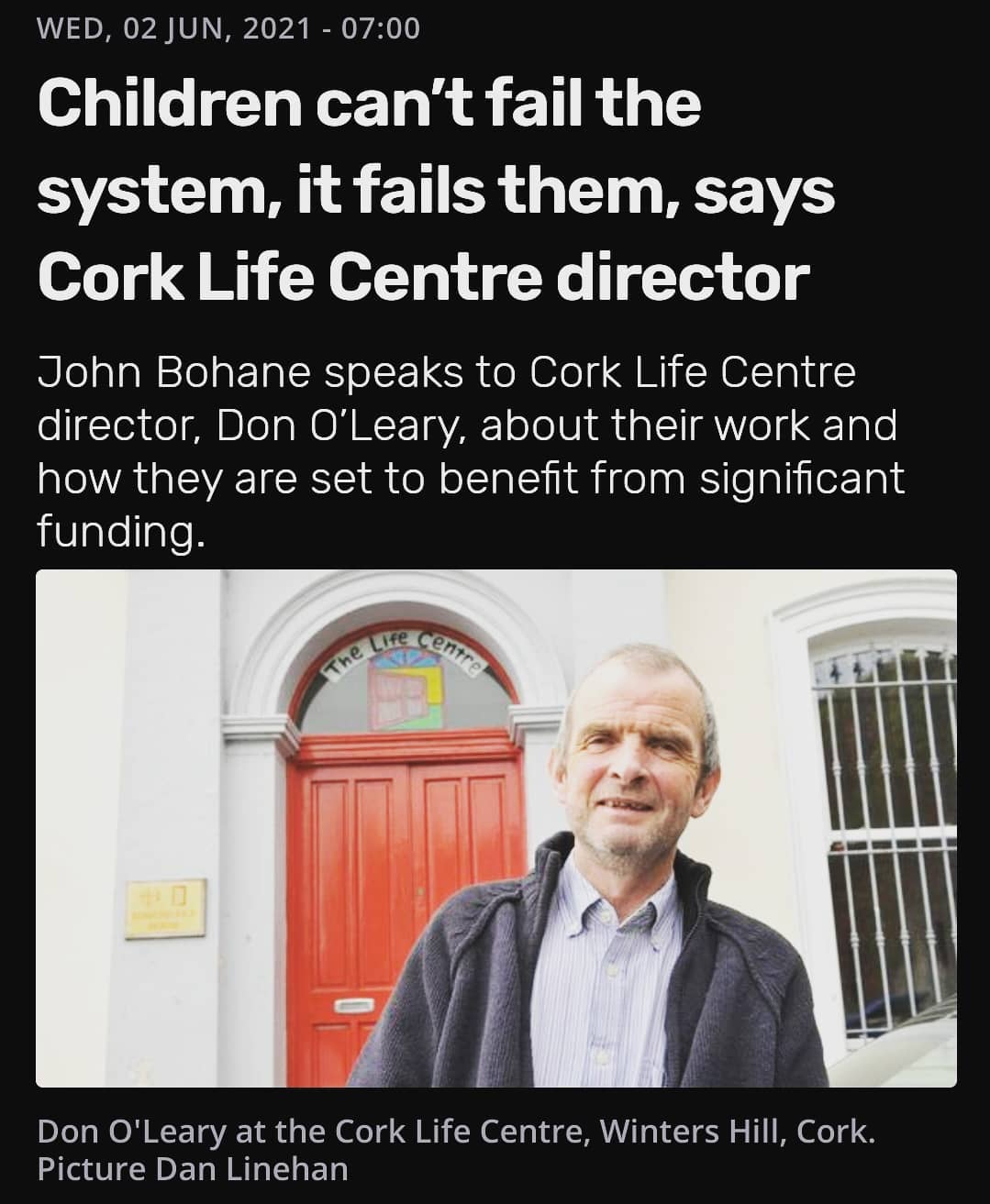 Our Director Don O'Leary was interviewed for today's @echolive.ie.
Read the interview here: https://www.echolive.ie/corknews/arid-40303661.html