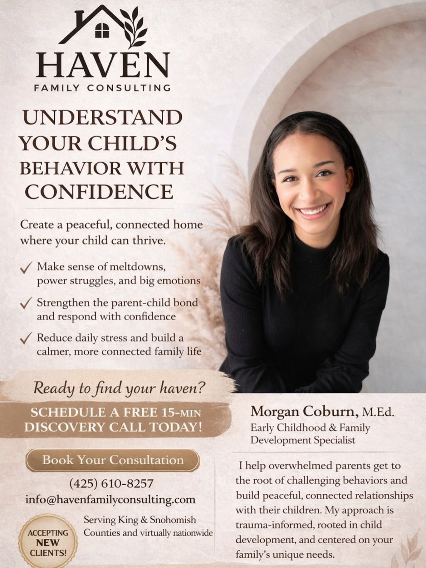 Does your child meltdown whenever they don’t get their way? You love your kid, but you’re just feeling overwhelmed?
I’m Morgan Coburn, an early childhood and family development specialist and I help parents understand their child’s behavior, so that they can better meet the needs of their child, instill calm in the home, and create a more connected relationship.
If you or someone you know could use some support at home, please visit havenfamilyconsulting.com so see how I can support you! #parentchildrelationship #havenfamilyconsulting #earlychildhooddevelopment #iecmh #parentingwithlove