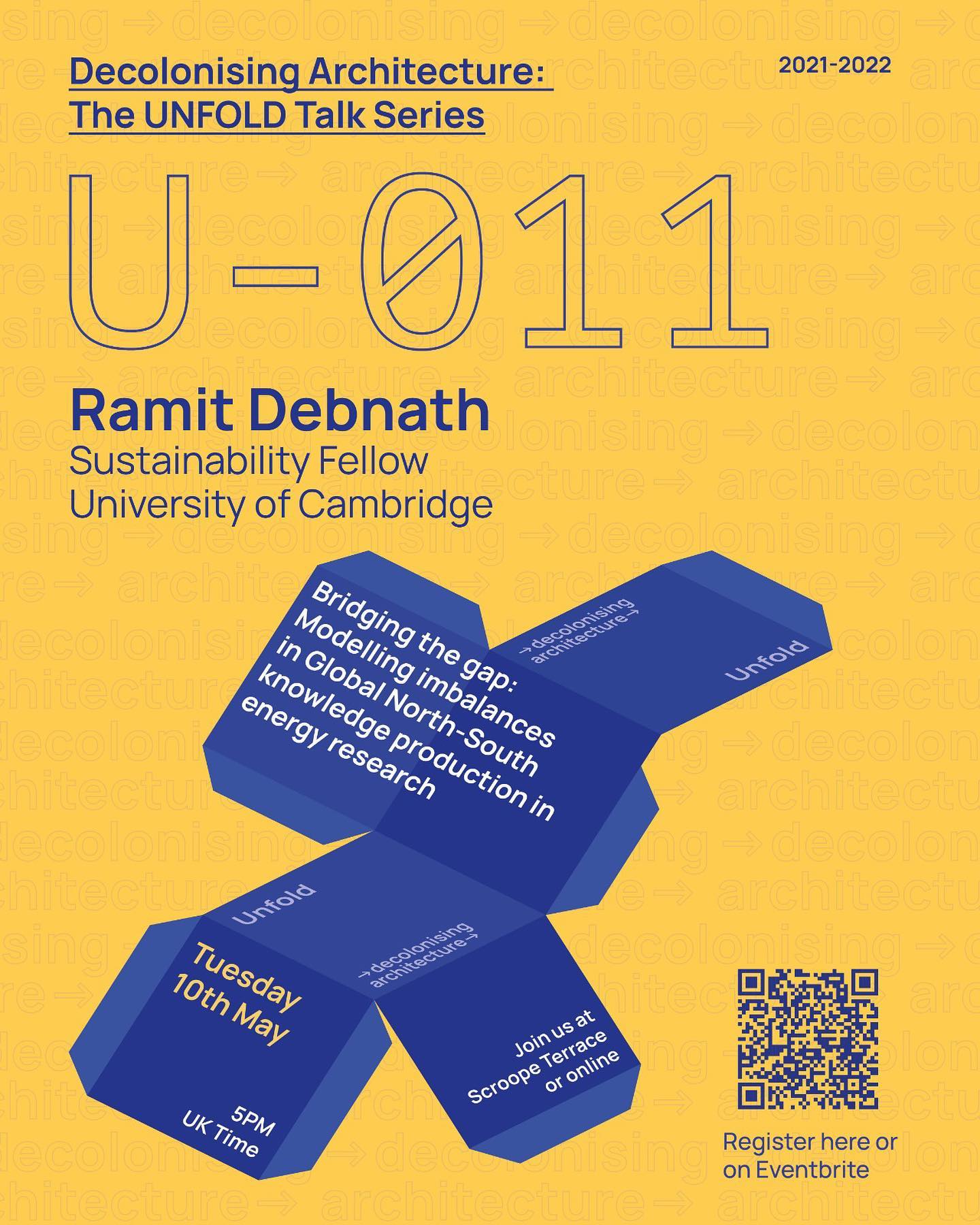 NEW UNFOLD TALK ✨✨✨✨✨✨
We are incredibly excited to invite you to next UNFOLD Talk this term, with Ramit Debnath, who will be joining us in person at 5pm (BST), this Tuesday 10th May to discuss "Bridging the gap" and the discrepancies between knowledge production and knowledge sharing in the Global North and Global South academia.
You can join us either online (via Zoom) or in-person (at the Department of Architecture, 1 Scroope Terrace, Cambridge, in the Lecture Room 1) by registering using the link in our bio.
Snacks 🫒 and drinks 🍷 provided!
🙌🙌🙌🙌
*Abstract*
In energy research, it is often observed that international policy lessons do not travel effectively across regions. There is a gap in understanding how knowledge is produced across geographies and whether there are embedded biases due to the source of funding, research team’s location or country of origin of the first author of the published work. Limited studies show that such biases can be due to a strong western influence on knowledge production and recommendations, linking high-income countries’ dominance over low-income countries’ policy decisions. Decolonising such biases are essential to designing effective policies that can support the developmental goals of low-and-middle-income nations. This talk discusses the decolonisation of energy research, which is a core field in architectural studies, explaining how network science and regression analysis are used to evaluate biases in knowledge production in the energy policy research domain.