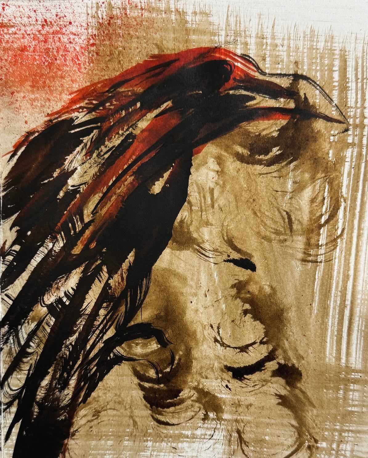 Underpainting — I could stop right there.
#FWink #crowportrait #crowpersonality
#individualsmatter #crowdrawing