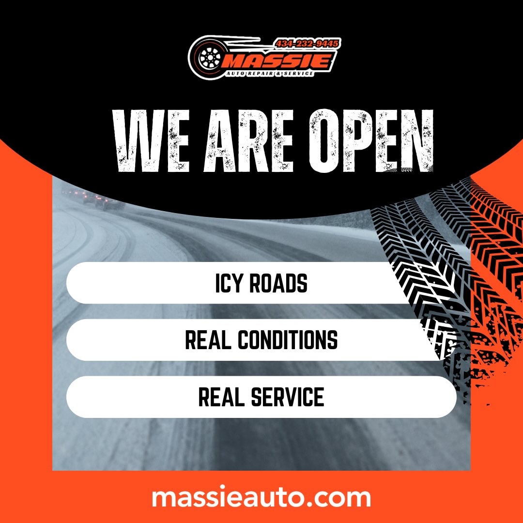 ICY ROADS. REAL CONDITIONS. REAL SERVICE.
Cold temps and icy roads make this the time to be extra sharp behind the wheel. Good tires, strong brakes, a solid battery, and proper alignment aren’t “nice to haves” — they’re what keep you in control.
Massie Auto Repair & Service is OPEN and ready to help.
You can book online anytime and get your vehicle checked before small issues turn into big problems.
Drive smart. Slow it down. Give yourself space.
If something doesn’t feel right, don’t guess. We’ll help keep you safe on the road.
Book online at massieauto.com
#auto #autorepair #ice #winter