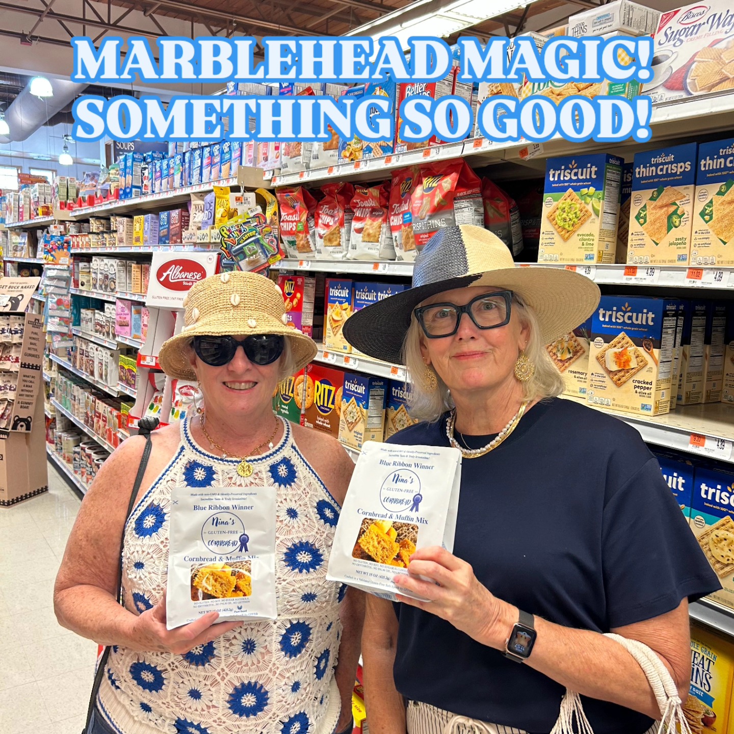 These two beauties picked up @ninasglutenfree Cornbread & Muffin Mix @crosbys_marketplace in Marblehead! Sending you lots of love @mkandjohnnyman1 and Annie! Can't wait to see the pics when you bake it! Yum! #marblehead #marbleheadmassachusetts #northshore #crosbysmarketplace #oldtownmarblehead