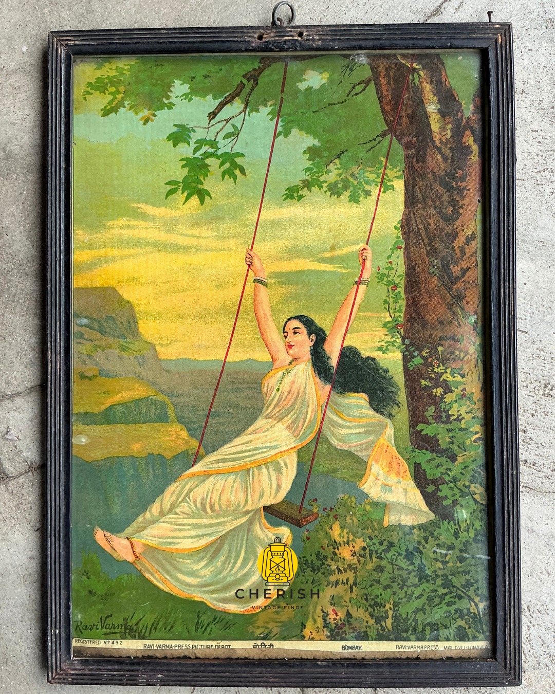 Haven’t had time to think about a Valentine’s Day gift?
Here’s a timeless print of Mohini — captured mid-swing, suspended between earth and sky.
An image of grace, allure, and quiet power.
🎨 Artist: Raja Ravi Varma
🔍 Press: Ravi Varma Press, Malavli–Lonavala
Key details:
• Size: 10 × 14 inches
• Framing: Ships with frame
• Condition note: The image area remains intact; the lower margin with imprint text was trimmed at an earlier point.
🖌️ For high-resolution images or enquiries, feel free to reach out.
We currently hold a collection of 90+ Ravi Varma prints.
Wholesale and retail enquiries welcome.
.
.
.
.
.
#cherishvintagefinds #rajaravivarma #indianlithographs #indianarthistory #vintageart #valentinesgift #artasgift #heritageart