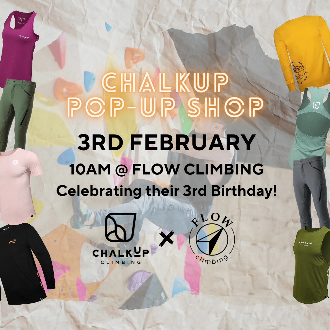 🎉 Join us @flowclimbingaus 3rd birthday party this Saturday 3rd February! 🎉🎂
Don't miss our exclusive pop-up shop with every purchase scoring a FREE ChalkUp Crusher Brush 🎁
Plus, exciting prizes up for grabs during the event! ✨️
Visit Flow Climbing's page for details on the dress-up theme and all the amazing activities planned for the day 🙌
C U there! 🥳
#chalkupclimbing #flowclimbing #birthday #party #popupshop #prizes #climbingcommunity #bouldering #celebration