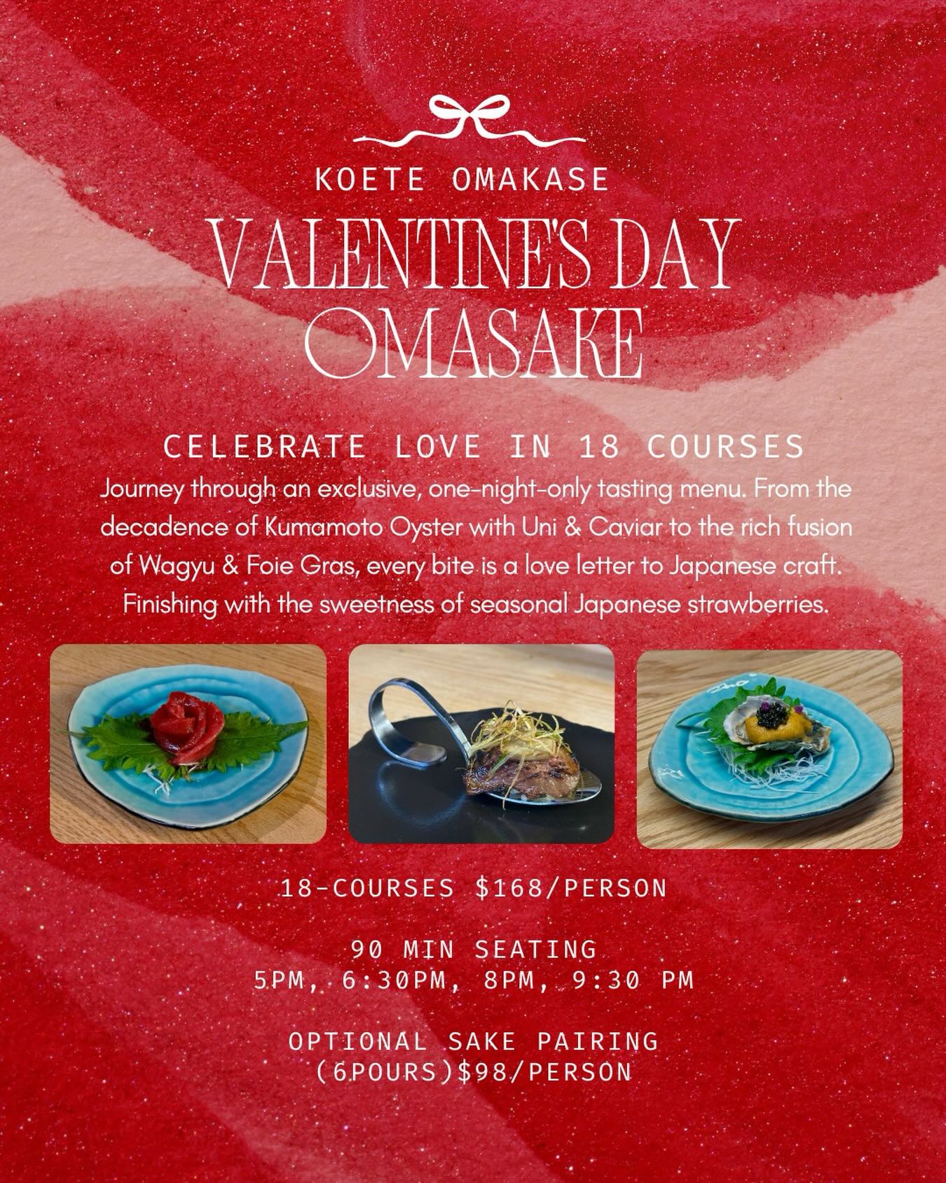 Celebrate Valentine’s Day at Koete with a special Omakase experience. Book now, limited seats available.