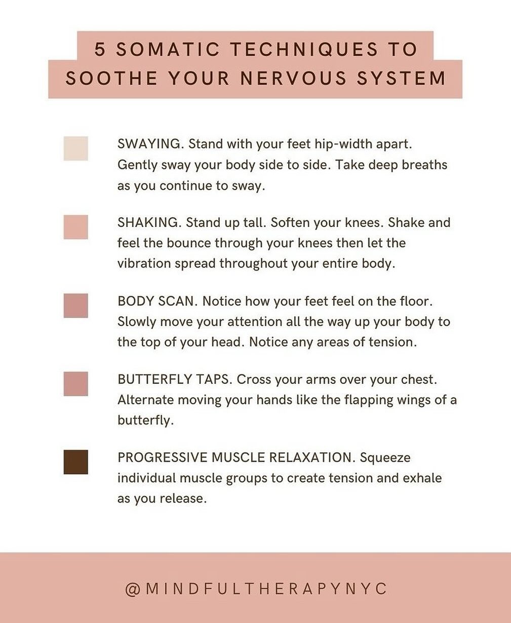 ✨When you feel like you’re using your techniques or positive coping skills and they’re not fully cutting it, try something new - you may find it works better than what you were doing. ✨
.
.
.
.
.
.
.
.
.
.
#njtherapist #nyctherapist #nytherapist #patherapist #njlcsw #njpsychotherapist #psychotherapist #mentalhealth #mentalwealth #mentalwellness #traumatherapist #selfimprovement #wellness #nervoussystem #nervoussystemregulation #selfregulation #trauma #traumarecovery #somatichealing #swaying #shaking #bodyscan #progressivemusclerelaxation #positivecopingskills