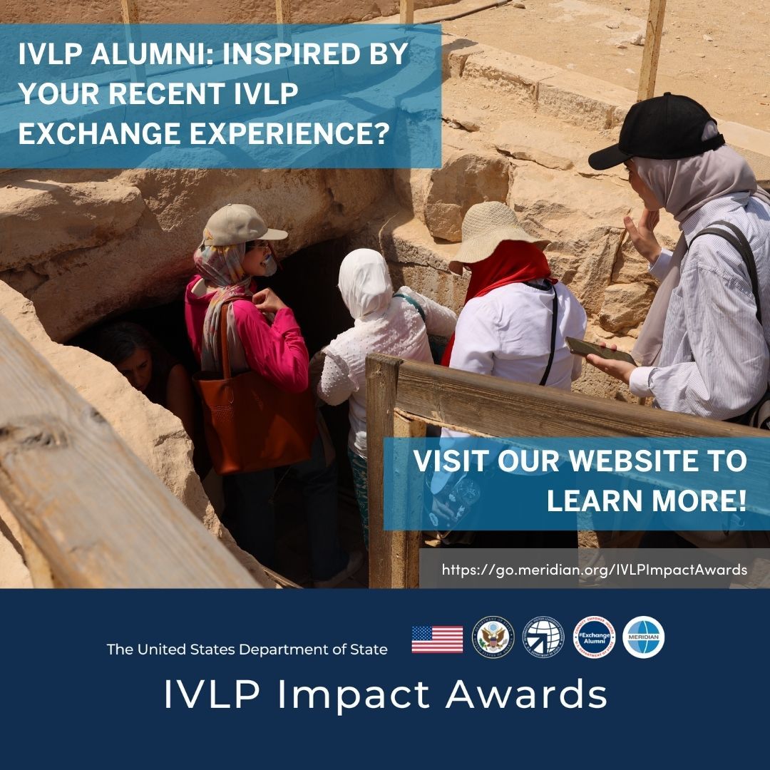 To all recent @stateivlp alumni: this is your last reminder that the #ivlp Impact Awards application closes April 1st! Are you an IVLP #exchangealumni interested in creating change within your community? If so, it’s not too late to apply to the 2024 #impactawards grant cycle. Visit https://go.meridian.org/IVLPImpactAwards to learn how you can receive up to $5,000 USD towards your project.