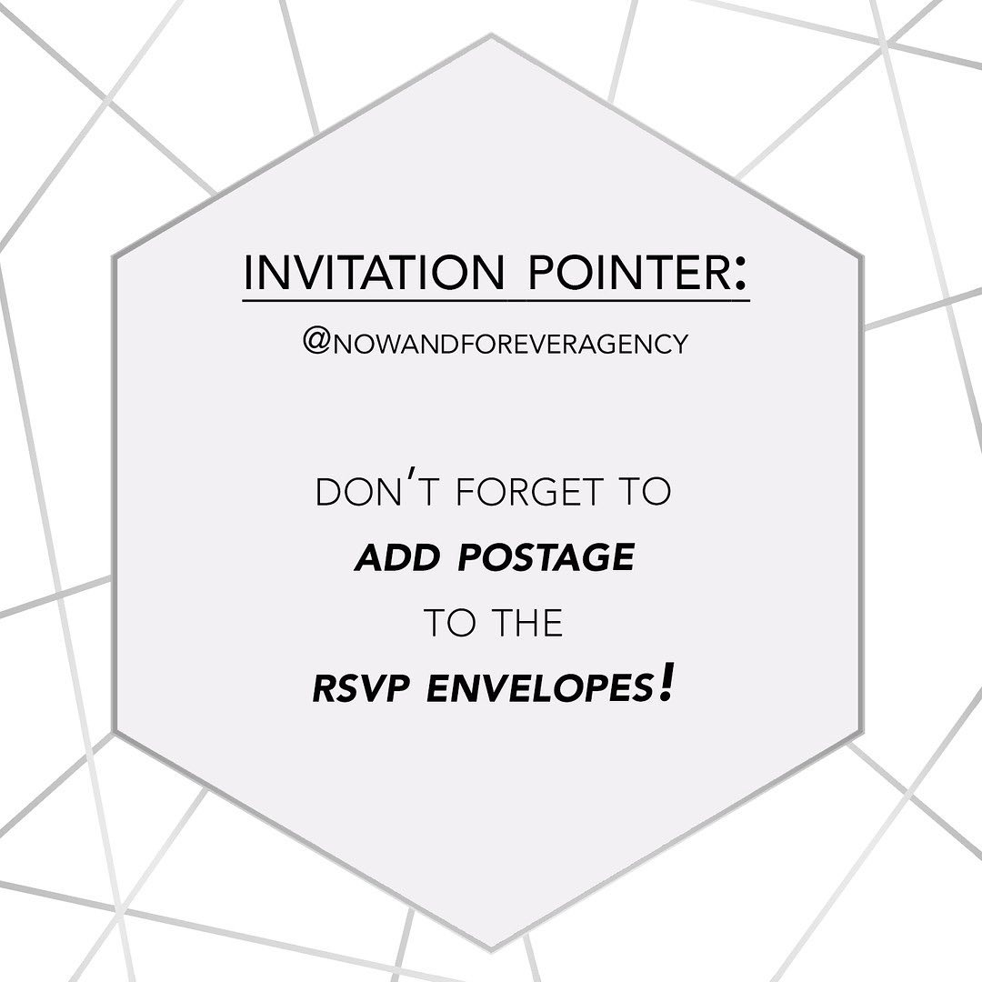 Don’t forget to add postage to the RSVP envelopes!
⠀⠀⠀⠀⠀⠀⠀⠀⠀
Proper etiquette: you would normally add the postage to the RSVP envelope for your guests. Making it easy for them to respond. Not everyone may have a stamp on hand. So the easier for your guests the better!
⠀⠀⠀⠀⠀⠀⠀⠀⠀
#invitationpointer