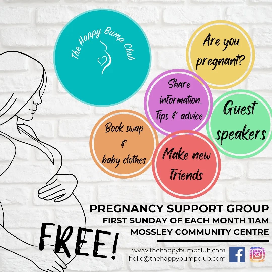What is The Happy Bump Club?
We have been running now for nearly 3 years! We meet once a month at @mossley_community_centre on the first sunday of every month, 11am to 12.30pm.
Our group is always FREE! There is no membership, and anyone pregnant can join at any stage of pregnancy, whether you are a first time parent in the first few weeks of pregnancy and feeling a bit anxious about the journey ahead, or you have had multiple children and just want to meet other parents-to-be and get some information and advice.
We are here for you all, and encourage partners to join too!
We have guest speakers are each session, these include: midwives, health visitors, infant feeding specialists, doulas, prengnacy yoga, maternity rights experts, hypnobirthing & relaxation sessions.
We also have brews and biscuits, baby clothes donations, and books to take away! There are always some freebies to take with you too.
Our next session is Sunday 7th April, more details to follow!
Any questions, please reach out!
If there is anything you would like to see at our sessions, or particular topics that would be useful, please comment below!
Emma x
