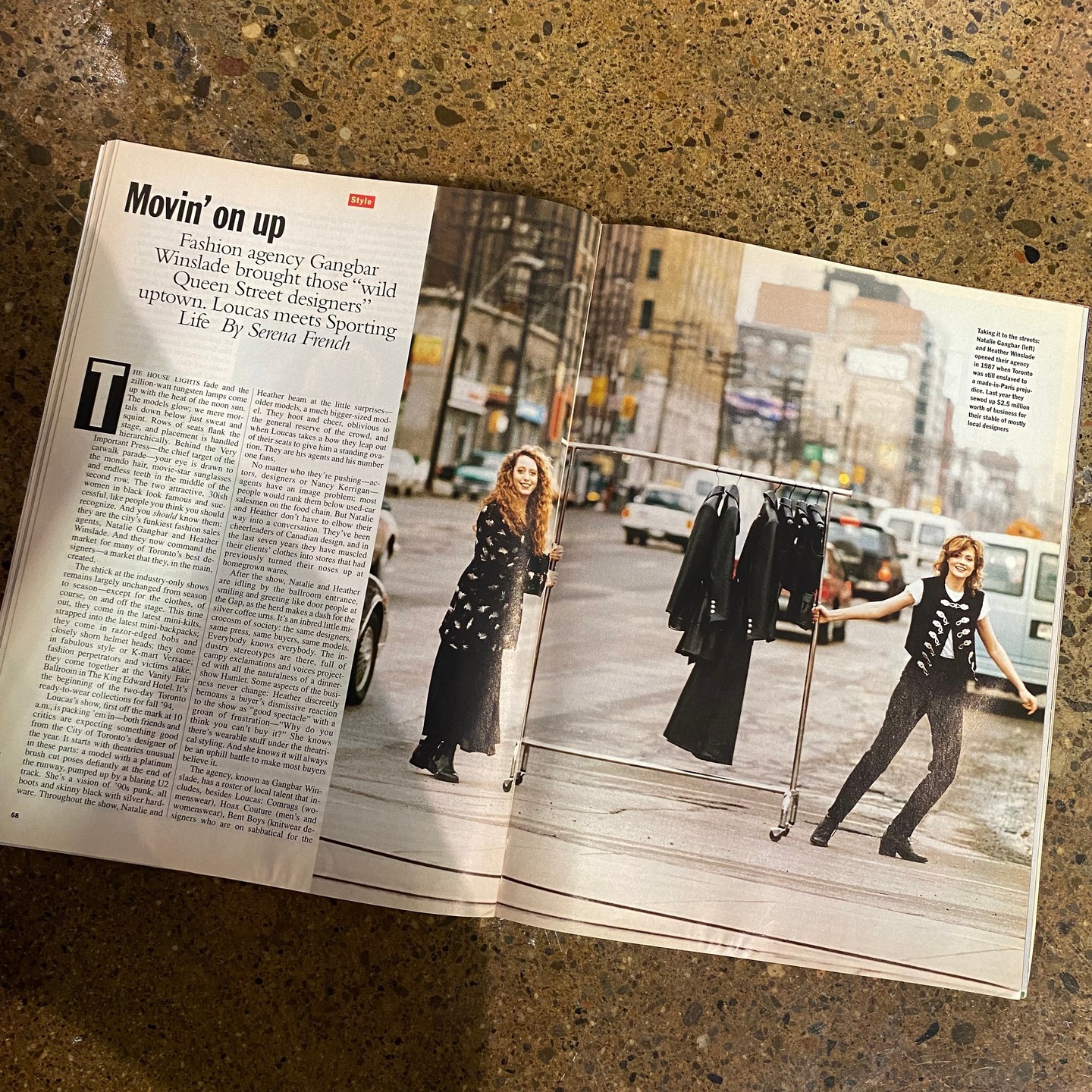 GANGBAR AGENCY HISTORY LESSON
Natalie Gangbar and previous partner Heather Winslade opened the agency in 1987.
Our agency, known as Gangbar Winslade, begun with a roster of local talent that including Loucas, Comrags, Hoax Couture, Bent Boys, North and Zapata. After creating local connections Gangbar Winslade went international, representing lines such as Susie Tompkins, Teenflo, and Victor Bitton. Some people thought the agency wouldn't last when it opened in 1987 with a roaster of innovative but unknown local designers. By Queen West standards, Natalie and Heather were babes starting out at 24 and 29. Ever since the beginning our agency has believed in more than sales, but at working hard to make sure their stores are supported. What has always driven us is a strong belief in our clients work