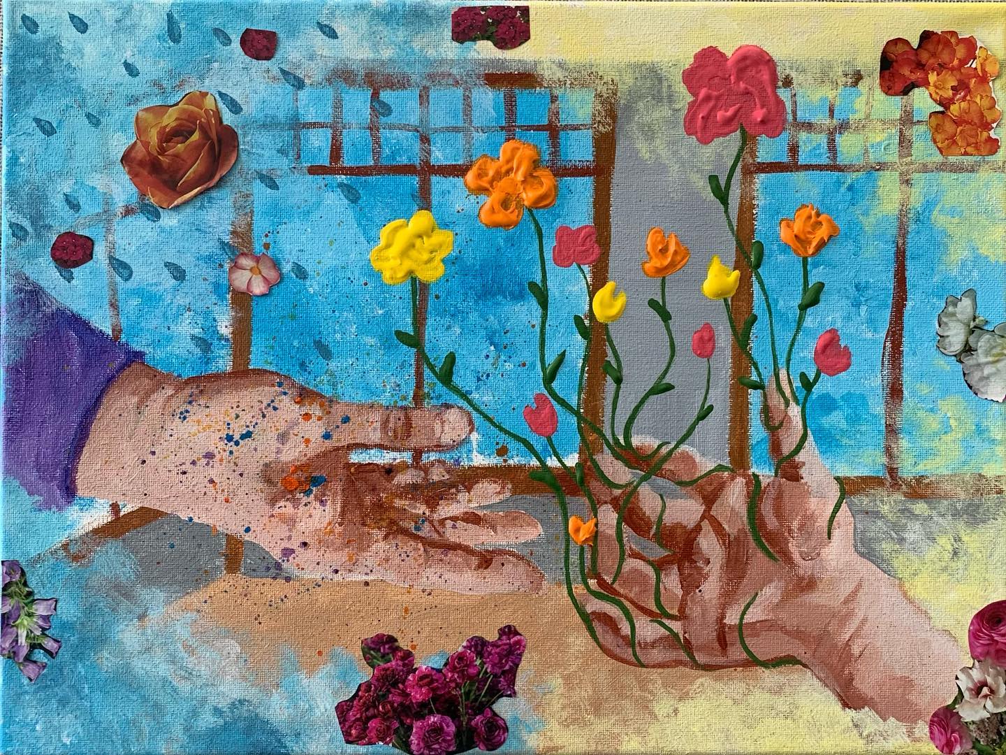This week marks my last week as the Art Intern at the Ronald McDonald House-Madison. It is a bittersweet goodbye especially to these families who have helped bring so much life back into the art room. Here to depict this final chapter of my internship is my completed layered canvas.