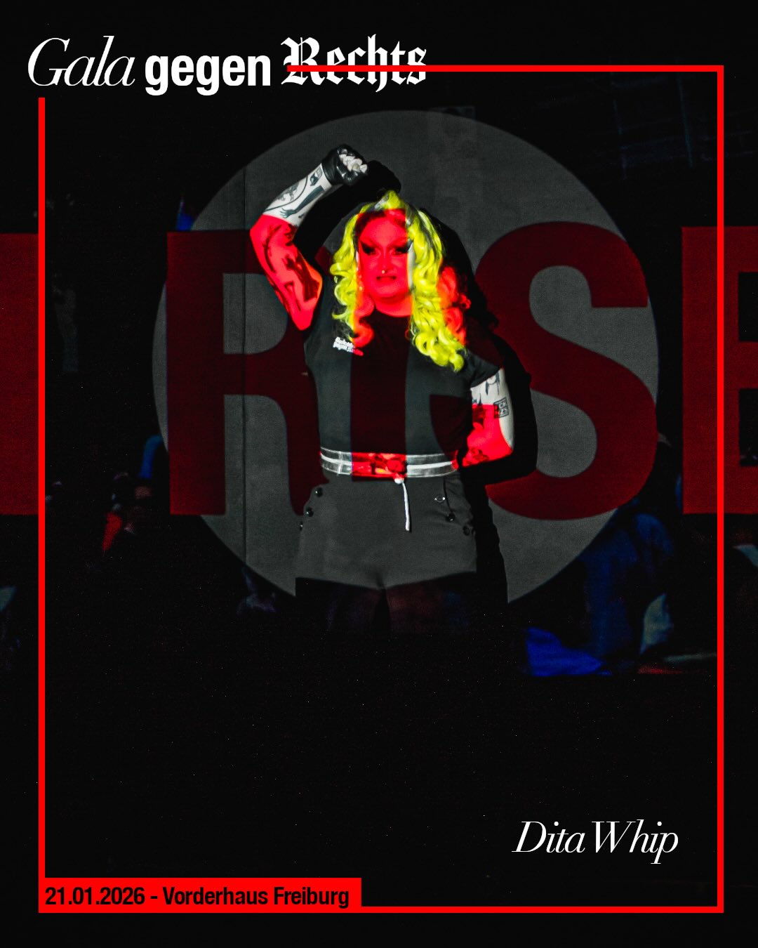 🎤 Gala gegen Rechts: Sechs Looks 👗, null Toleranz für Rechts 🛑 und ein verdammt deutliches Zeichen 📣 für Solidarität, Haltung und Zusammenhalt! 💖 Look 6 - I Rise! 📷 Bild von @christian_kuenstle_fotografie