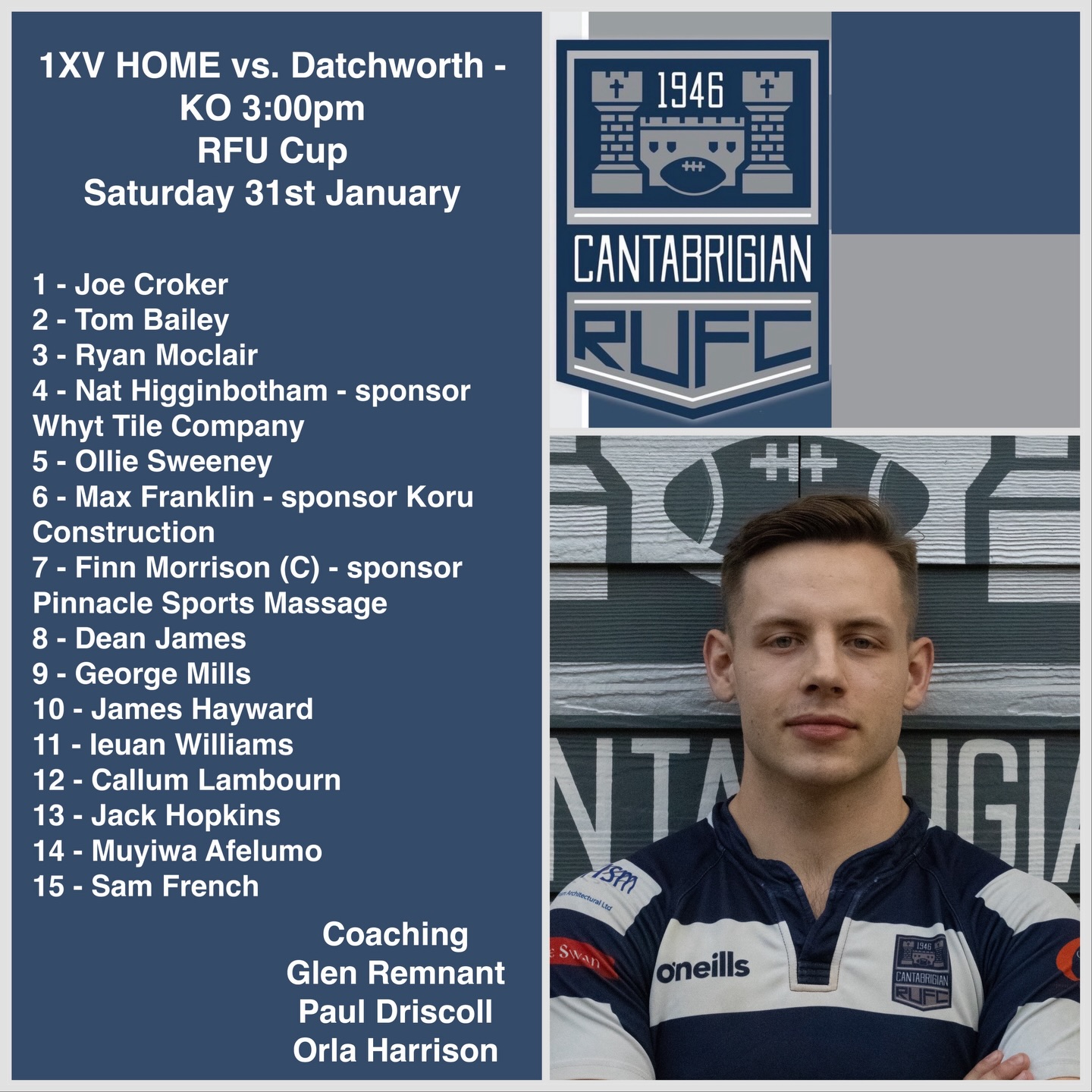 💥ITS CUP TIME💥
Announcing our 1XV squad who will be playing at HOME against @datchworthrfc Kick Off 3pm!
Join us! As always a warm welcome awaits!
Good luck lads!
📸 @bwsportsphotography
#rugby #cantabs #cantabsrugby #socialrugbyincambridge #cambridge