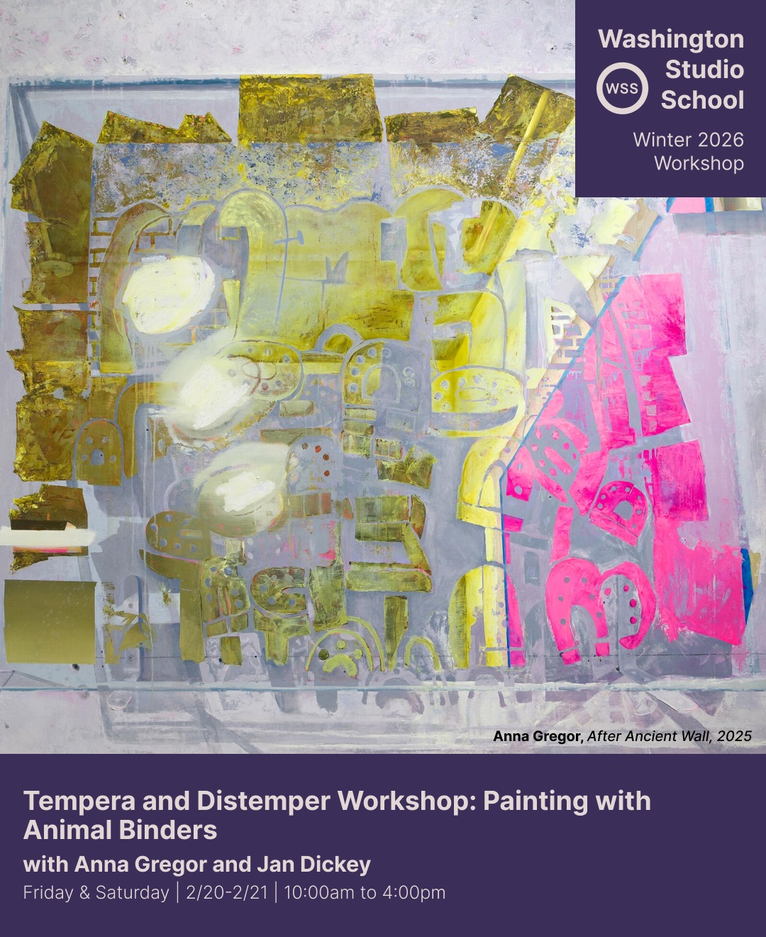 ๐๐๐๐๐๐๐๐ ๐๐๐๐๐๐๐๐ ๐/๐๐-๐/๐๐:โฃโฃโฃโฃ
Tempera and Distemper Workshop: Painting with Animal Bindersโฃโฃ
โฃโฃโฃโฃโฃ
In this ๐ญ๐ฐ๐จ-๐๐๐ฒ ๐ฐ๐จ๐ซ๐ค๐ฌ๐ก๐จ๐ฉ led by artists @jan.dickey and @anna_t_gregor, explore the world of distemper and tempera, two luminous painting methods that predate oil painting using natural animal protein binders. Participants will learn to prepare panels, make gesso and paints using binders like rabbit skin glue and egg yolk, and apply these non-toxic materials in exercises inspired by medieval and Renaissance techniques: two historic methods that remain relevant for contemporary practice.โฃโฃ
โฃโฃ
๐๐๐ฆ๐ฉ๐๐ซ๐ ๐๐ง๐ ๐๐ข๐ฌ๐ญ๐๐ฆ๐ฉ๐๐ซ ๐๐จ๐ซ๐ค๐ฌ๐ก๐จ๐ฉ: ๐๐๐ข๐ง๐ญ๐ข๐ง๐ ๐ฐ๐ข๐ญ๐ก ๐๐ง๐ข๐ฆ๐๐ฅ ๐๐ข๐ง๐๐๐ซ๐ฌโฃโฃ
All Levelsโฃโฃ
Friday & Saturday | February 20 & 21โฃโฃโฃโฃ
10:00am to 4:00pmโฃโฃโฃโฃ
โฃโฃโฃโฃ
๐๐ฅ๐ข๐๐ค ๐ญ๐ก๐ ๐ฅ๐ข๐ง๐ค ๐ข๐ง ๐๐ข๐จ ๐ญ๐จ ๐ซ๐๐ ๐ข๐ฌ๐ญ๐๐ซ! ๐๐ข๐ฆ๐ข๐ญ๐๐ ๐ฌ๐ฉ๐จ๐ญ๐ฌ ๐๐ซ๐ ๐๐ฏ๐๐ข๐ฅ๐๐๐ฅ๐.โฃโฃโฃโฃ
โฃโฃ
Photo Credits:โฃโฃ
1. ๐๐ง๐ง๐ ๐๐ซ๐๐ ๐จ๐ซ, ๐๐ง๐ต๐ฆ๐ณ ๐๐ฏ๐ค๐ช๐ฆ๐ฏ๐ต ๐๐ข๐ญ๐ญ, Oil Paint on Canvas, 2025โฃโฃ
2. ๐๐๐ง ๐๐ข๐๐ค๐๐ฒ, โฃ๐๐ถ๐ฎ๐ฎ๐ฆ๐ณ ๐๐ข๐ฏ๐ข๐จ๐ฆ๐ณ, Distemper, egg tempera, oil, acrylic, cochineal, black walnut, rust on canvas over panel, 2024โฃ
3. ๐๐ง๐ง๐ ๐๐ซ๐๐ ๐จ๐ซ, ๐๐ง๐ต๐ฆ๐ณ ๐๐ฆ๐ธ๐ฎ๐ข๐ฏ ๐, Egg tempera and oil paint on panel, 2025โฃ
โฃโฃ
#WashingtonStudioSchool #DCArts #VAArts #MDArts #Gesso #CanvasPrep #PaintingClasses #DCArtClasses #DrawingClasses #OilPainting #AcrylicPainting #Tempera #Distemper #AnimalBinders