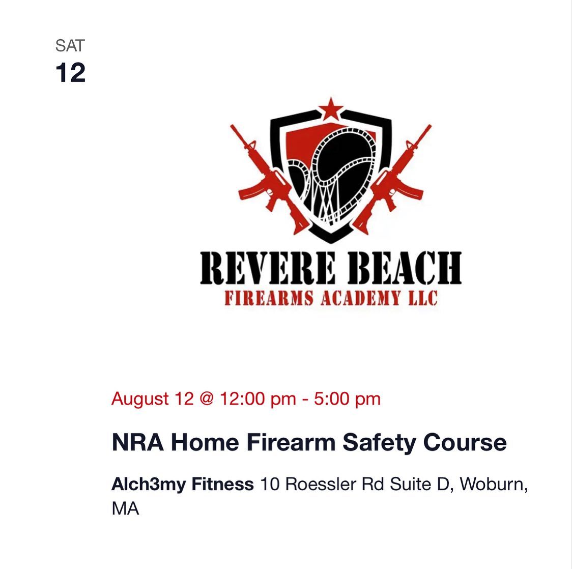 Home Firearm Safety Course in Woburn, Ma. Successful completion of the course fulfills results in a Massachusetts Basic Firearm Safety Course certificate. DM for more information.