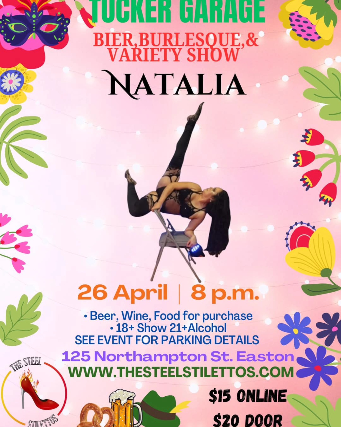 Meet your cast : PERFORMER
Natalia
"The Columbian Queen of Belly Dance"
Tucker Garage : Bier, Burlesque, & Variety Show
#thesteelstilettos #eastonpa #tuckergarage #performingarts #burlesque #burlesqueshow