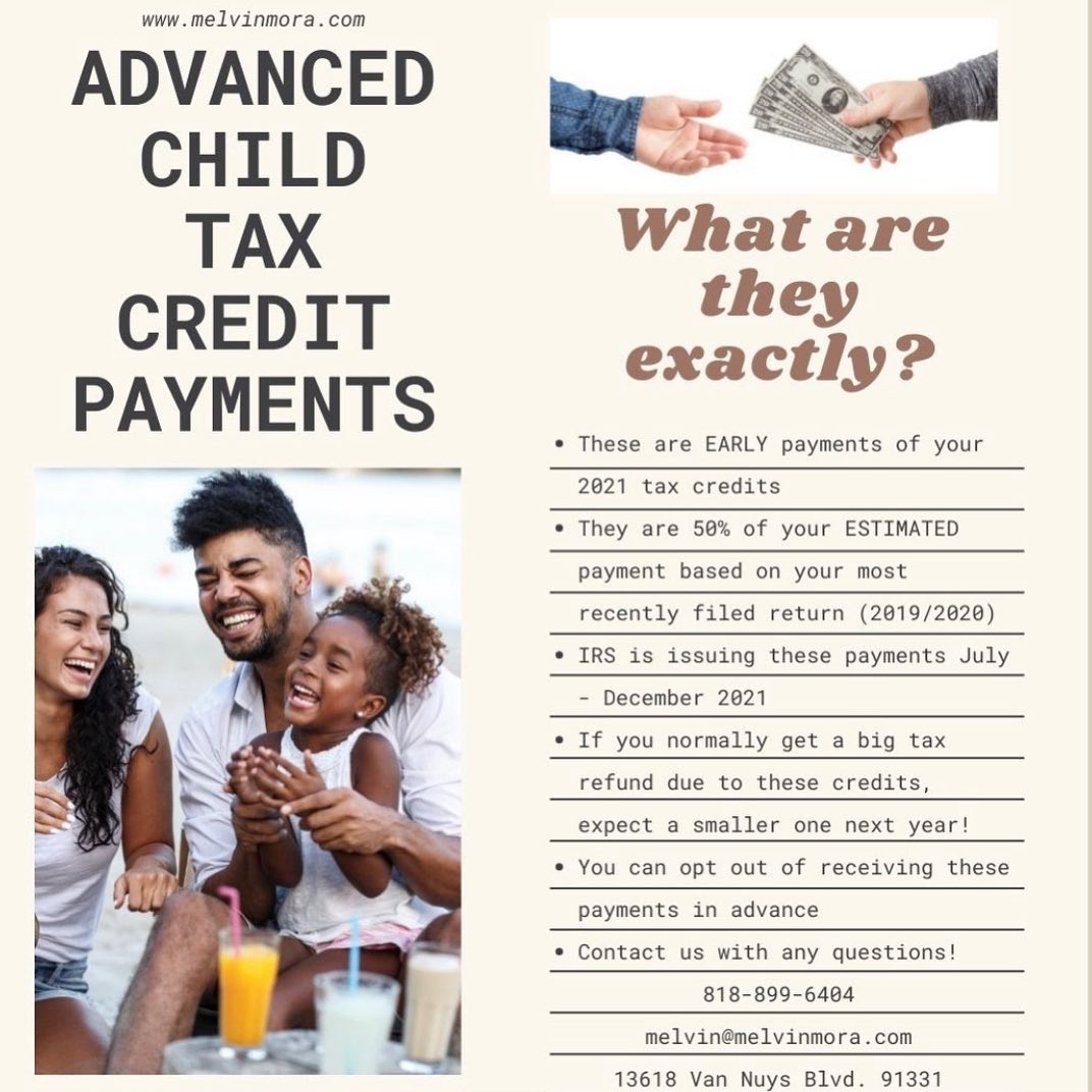 Clients have started receiving their advanced CTC payments … but what exactly are they?
•
•
These are advanced payments of credits you normally receive when you file your taxes. Check out our post for more info!
•
Contact us with any questions or concerns 👍🏼