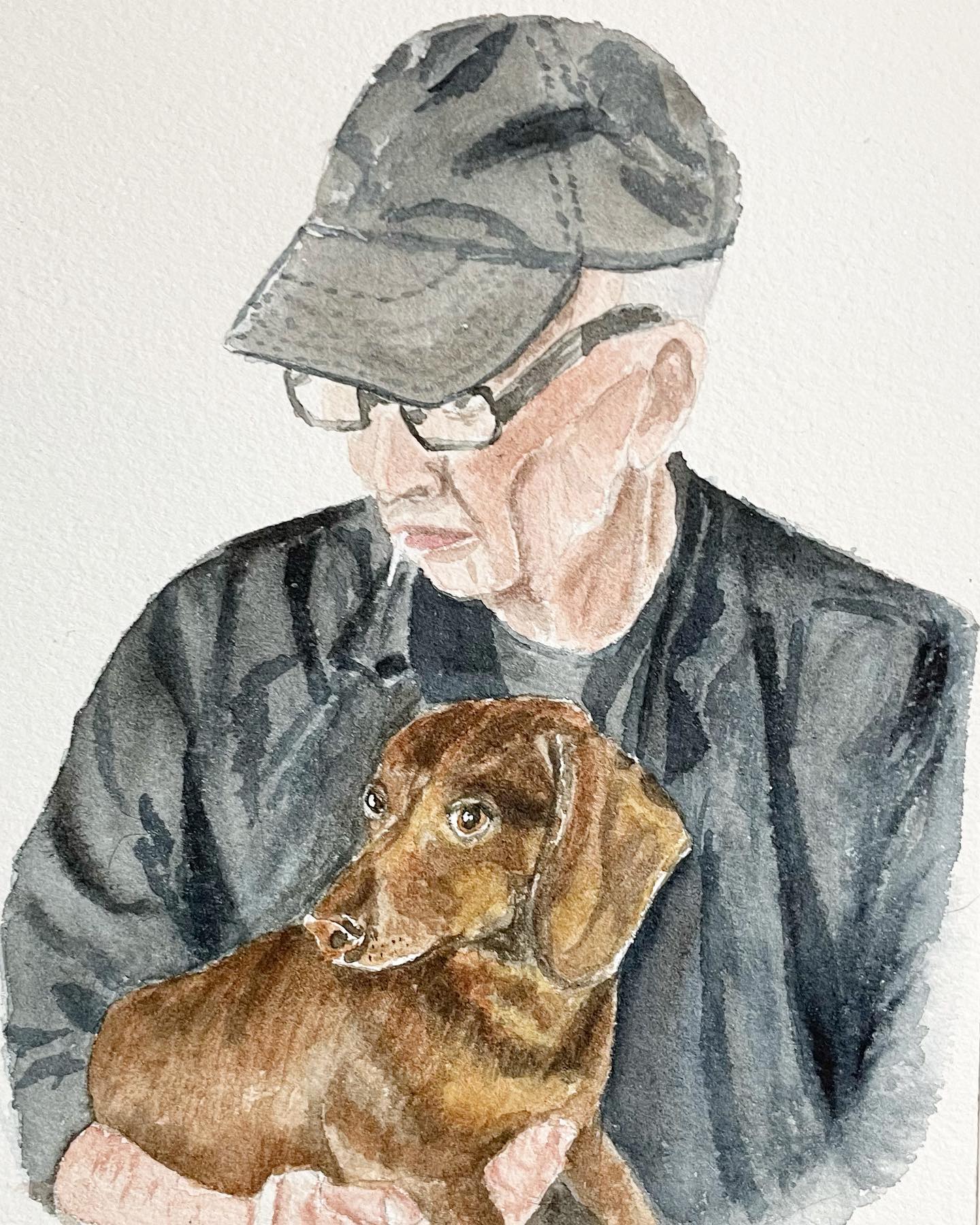 I don’t usually do human portraits, but made an exception for this special commission!
#watercolor #watercolorpainting #watercolorportrait #petportrait #mansbestfriend