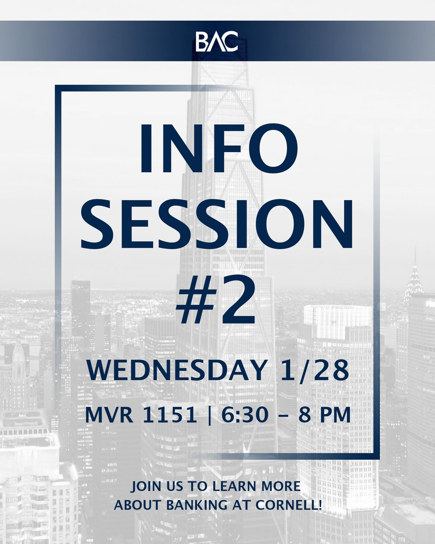Come to our second information session today at 6:30 to learn more about BAC and meet its members! 🎉