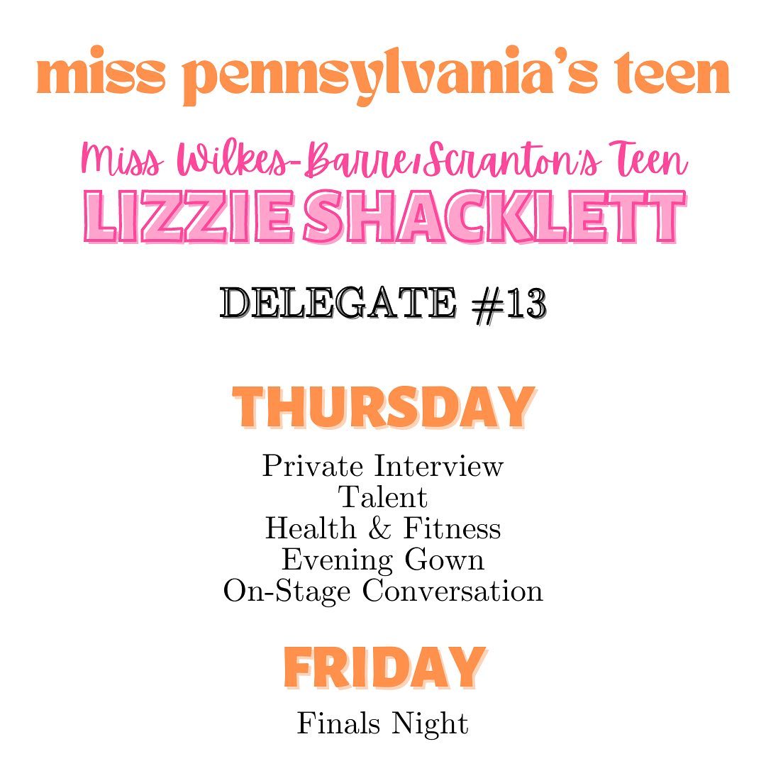 I am so excited to be Delegate #13 for Miss Pennsylvania’s Teen, June 15th and 16th! 👑💗 Be sure for follow my journey to York, PA through my Delegate Diary video series. 📝🥰