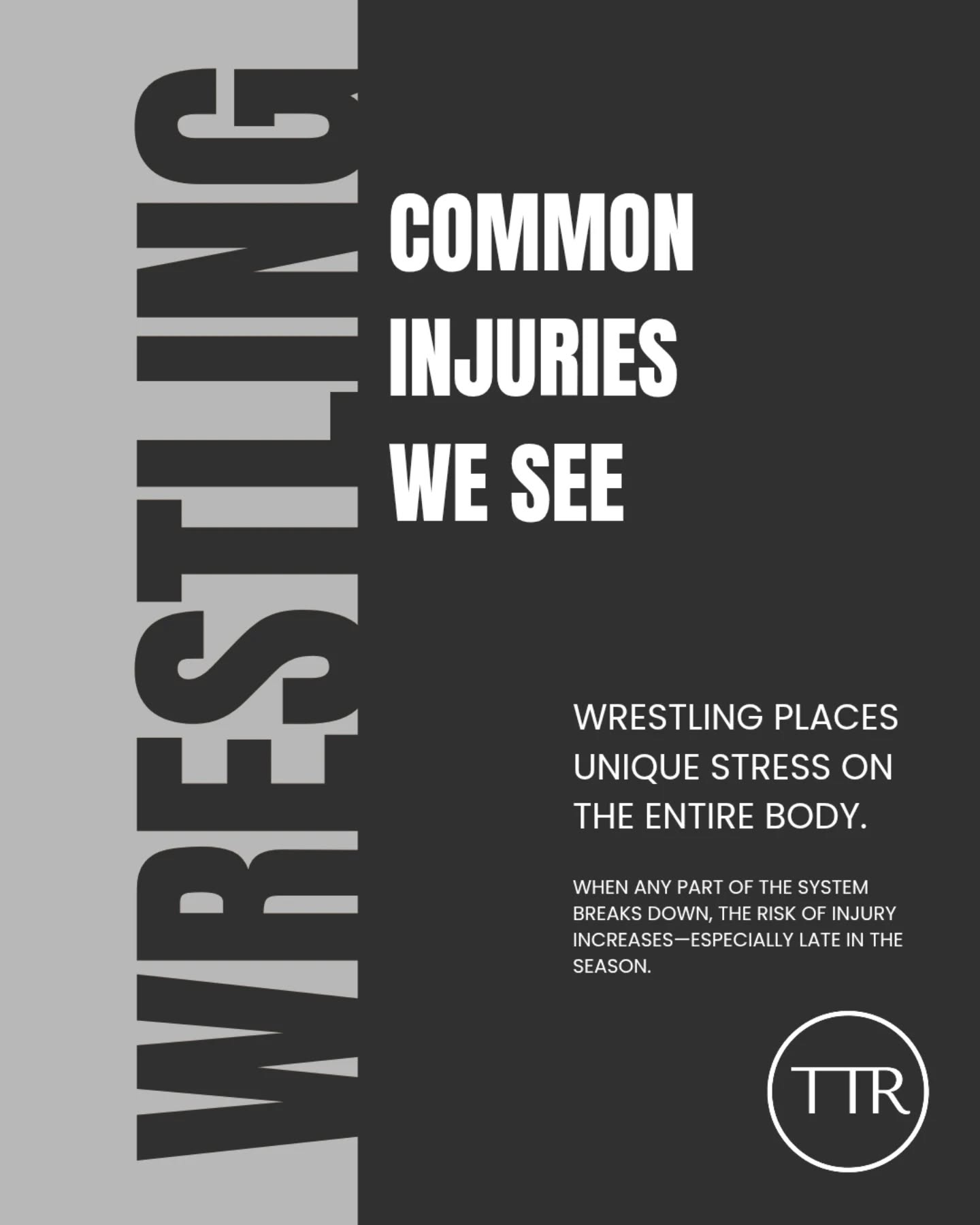 Common wrestling injuries injuries we see. Book an appointment to see how we can help you stay on the mat.