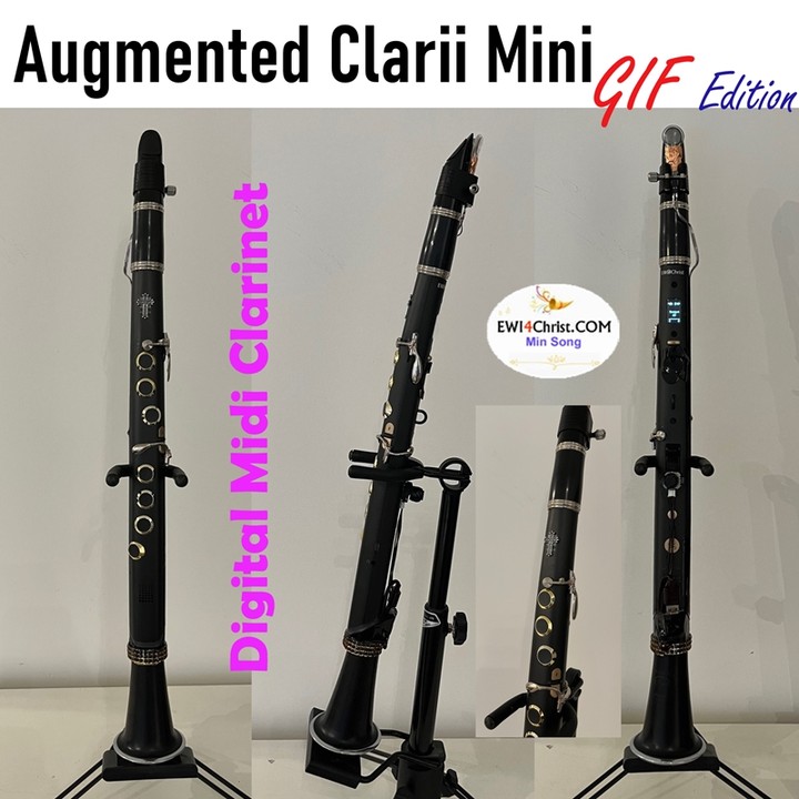 My second version of augmented Clarii Mini as a digital midi clarinet. I attached a bite sensor, pitchbend. I added extra sharp and flat key. Full wireless Bluetooth connection. I christened it "GIF" edition (God IS Faithful).
https://www.ewi4christ.com/post/augmented-clarii-mini-digital-midi-clarinet-gif-edition
#ewi #windcontroller #clariimini #robkoo